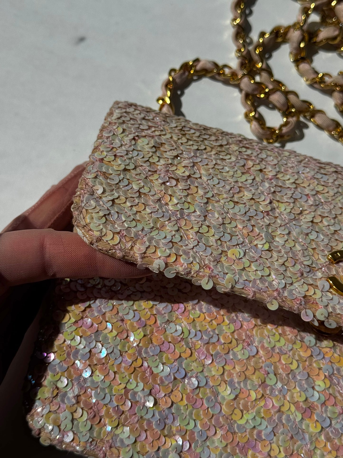 Chanel 1992 Medium Pink Sequin Flap Bag
