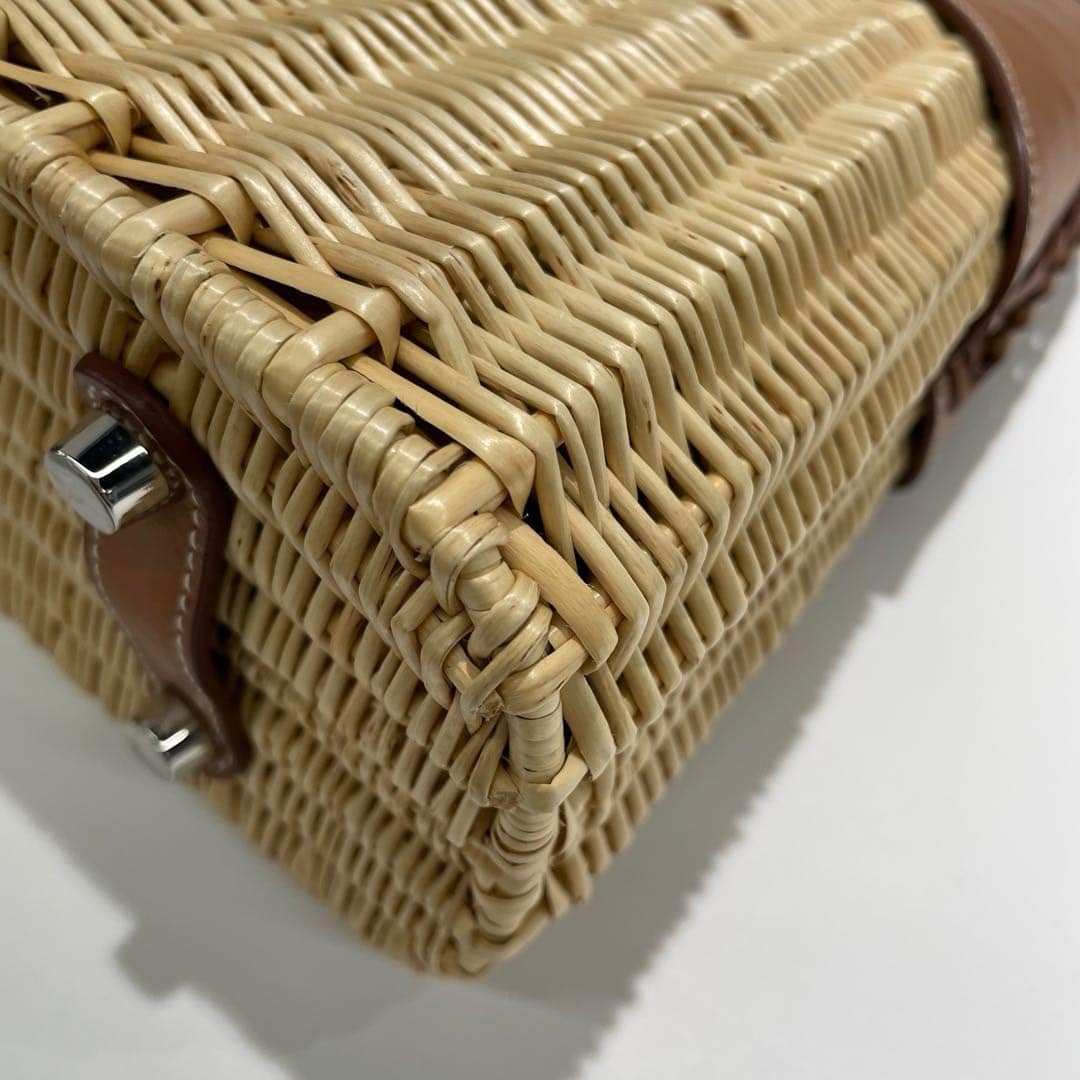 Hermes 2016 Picnic Bolide 25 Fauve Barenia & Osier Wicker Bag