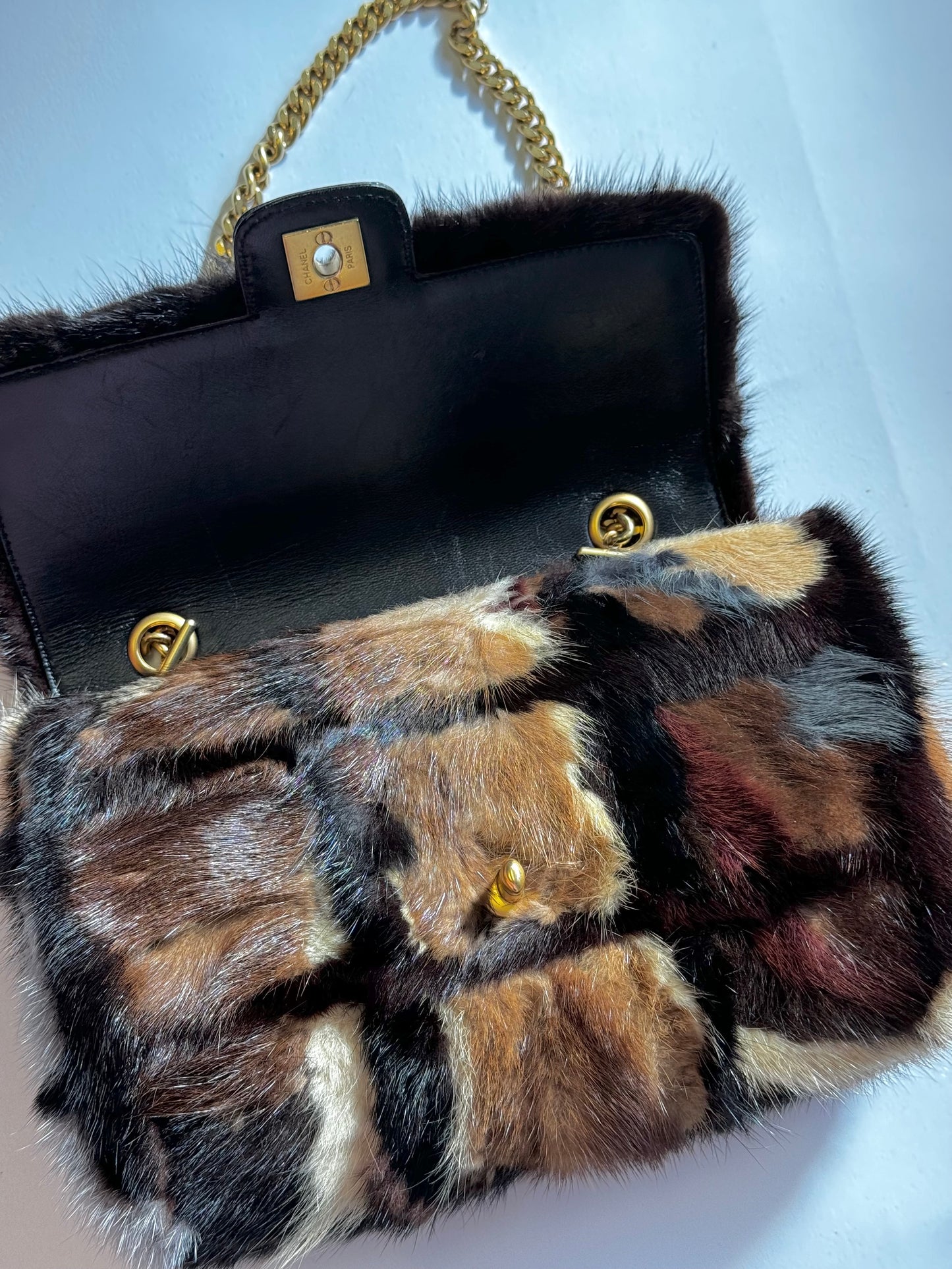 Chanel Multicolor Medium Mink Fur Single Flap Bag
