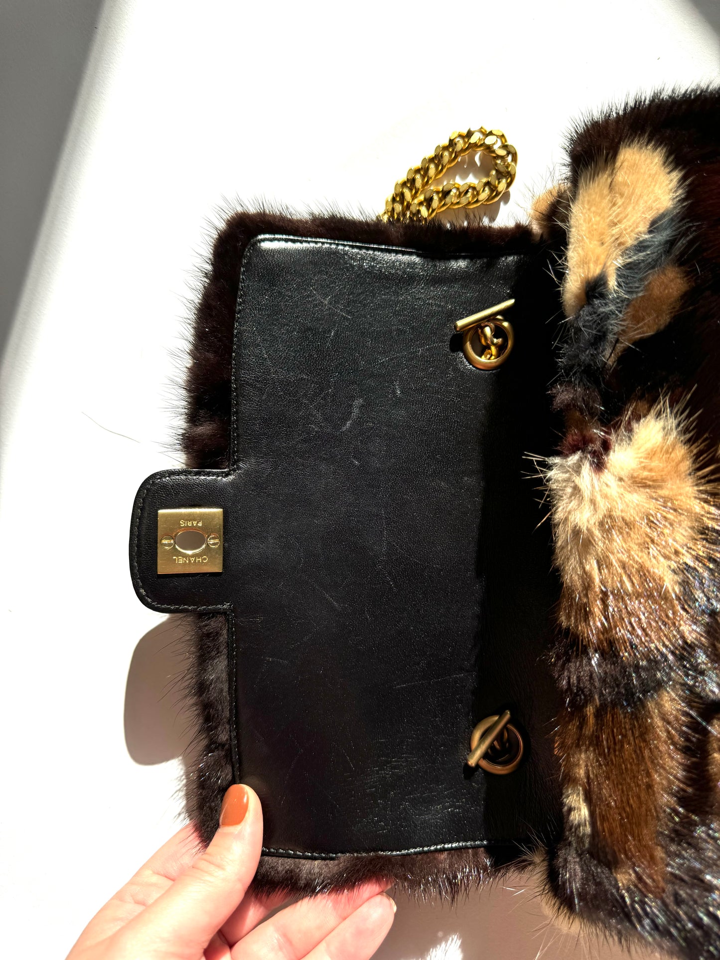 Chanel Multicolor Medium Mink Fur Single Flap Bag