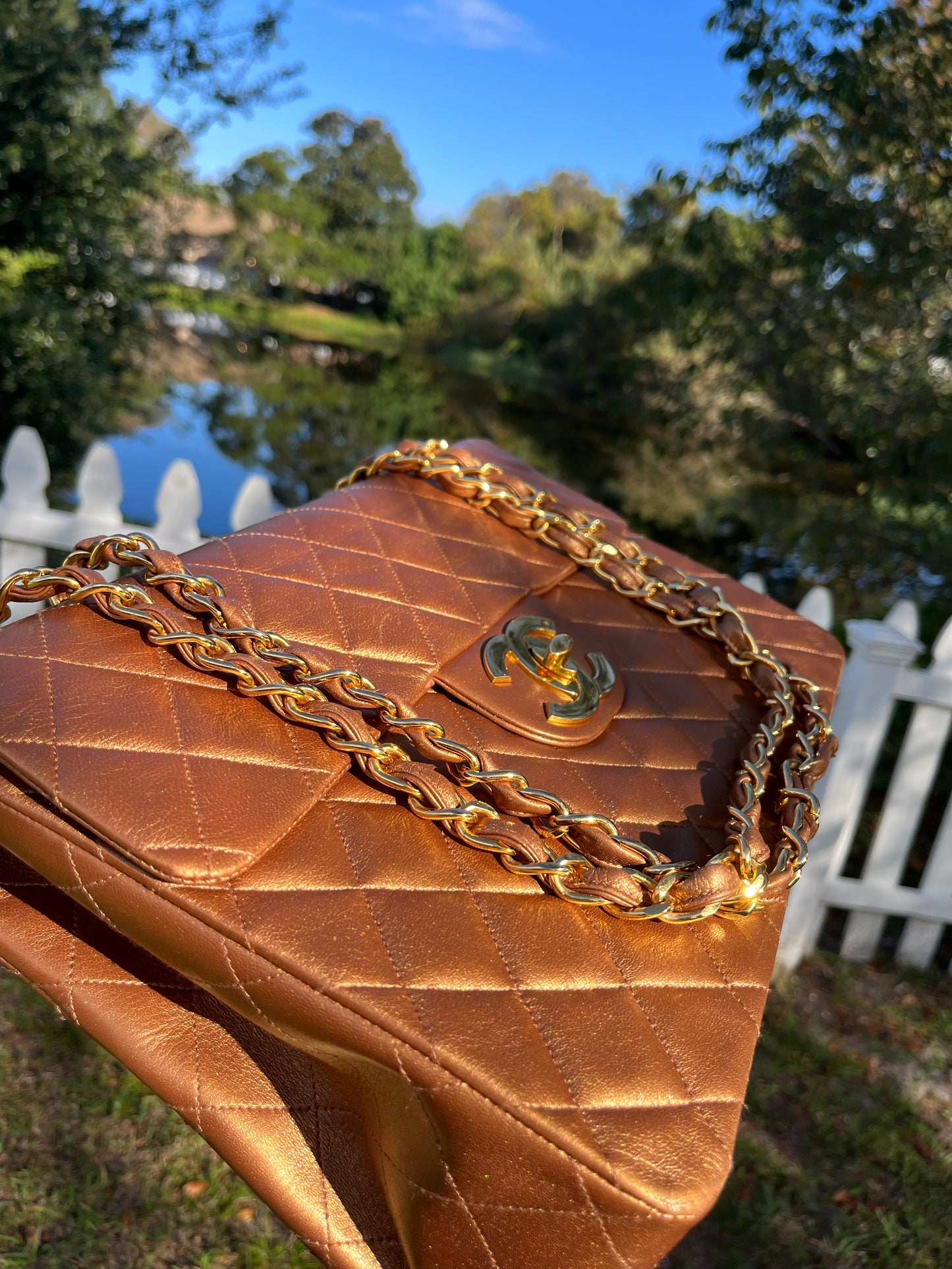 Chanel 1991 Bronze Maxi Lambskin Flap Bag