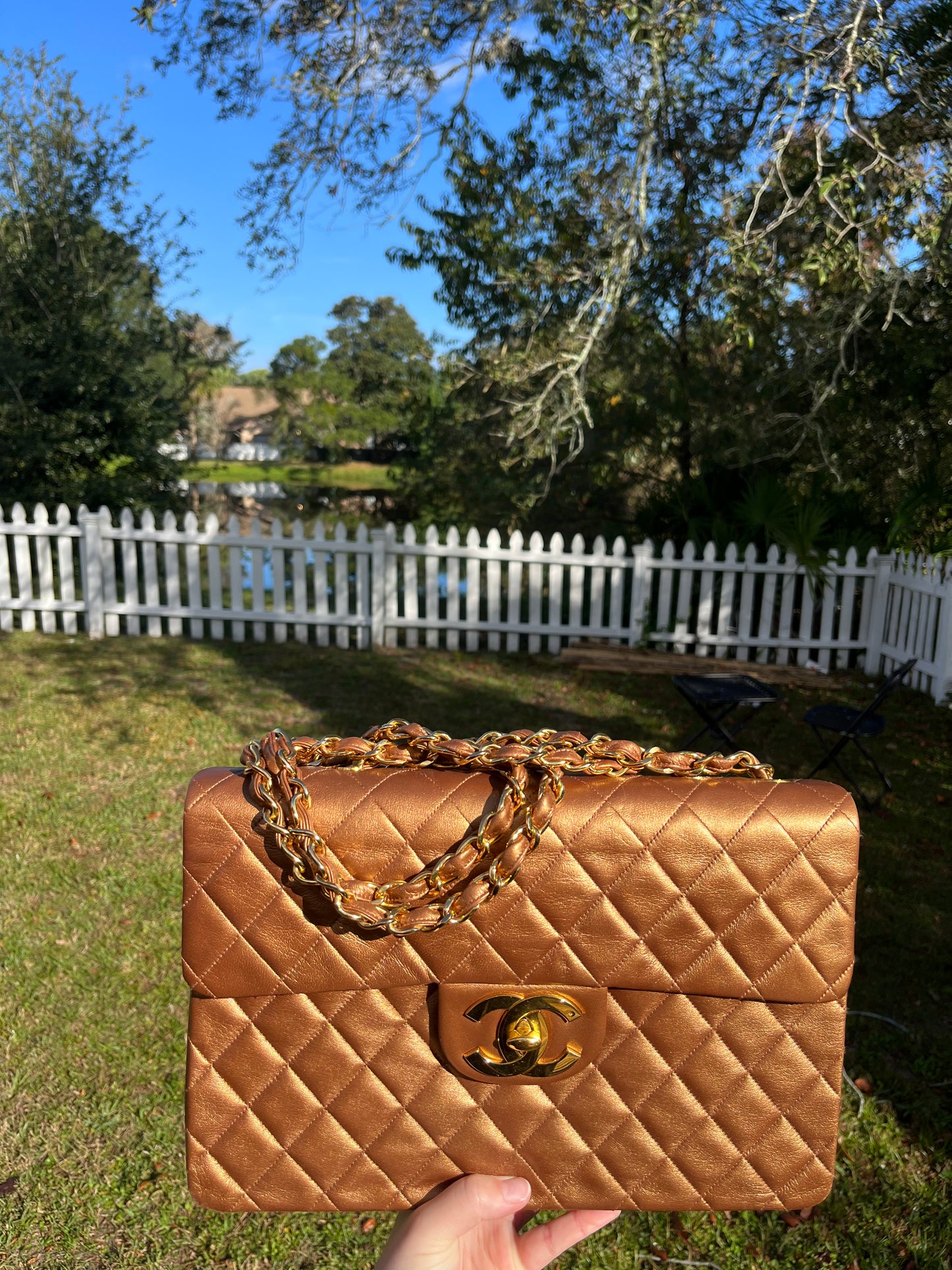 Chanel 1991 Bronze Maxi Lambskin Flap Bag