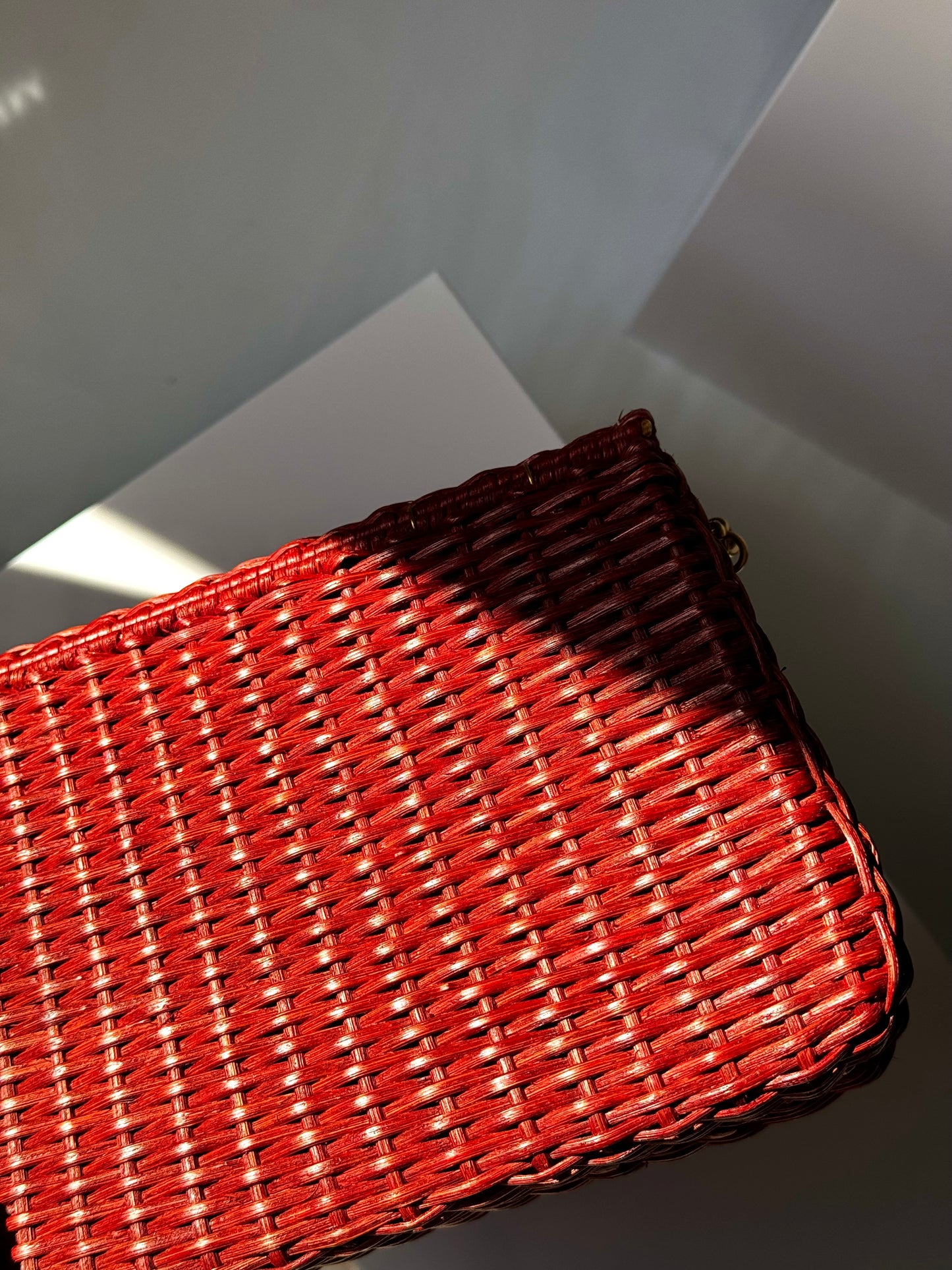 Chanel 2001 Red Wicker Shoulder Bag
