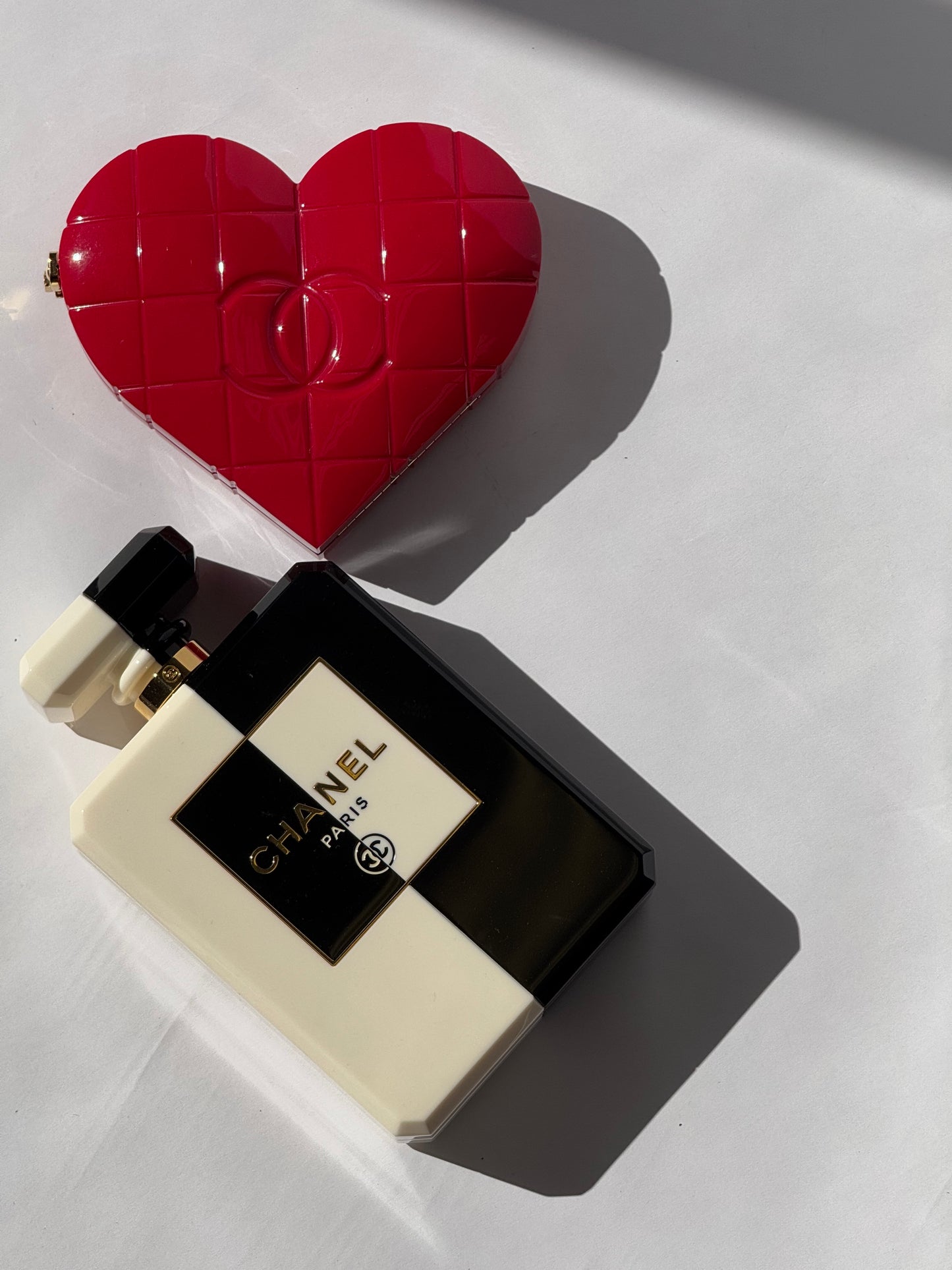 Chanel 2002 Red Lucite Heart Clutch