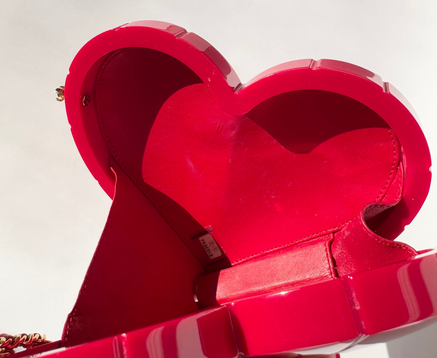 Chanel 2002 Red Lucite Heart Clutch