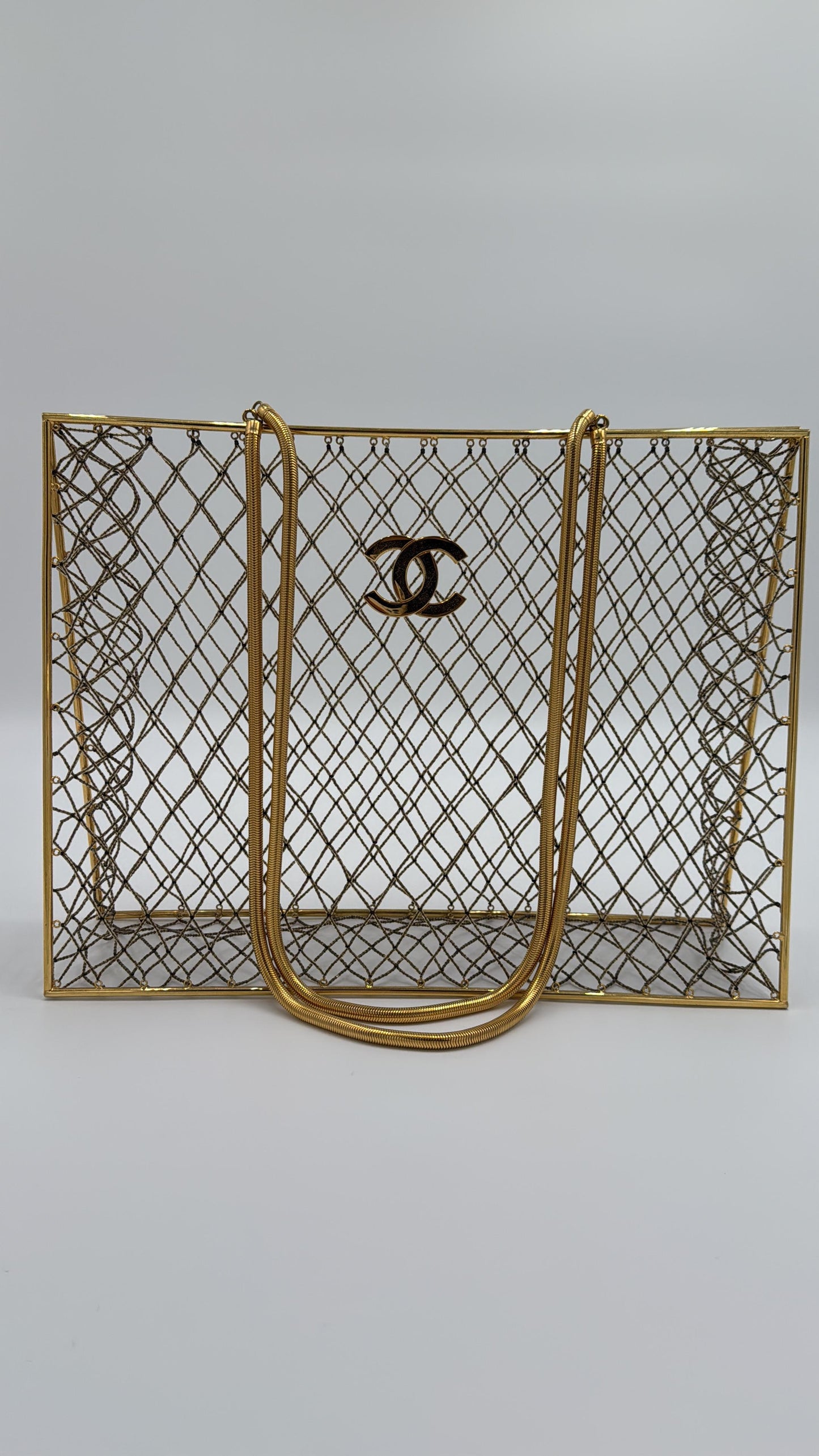 Chanel Spring 1997 Rare Gold Cage Shopping Tote