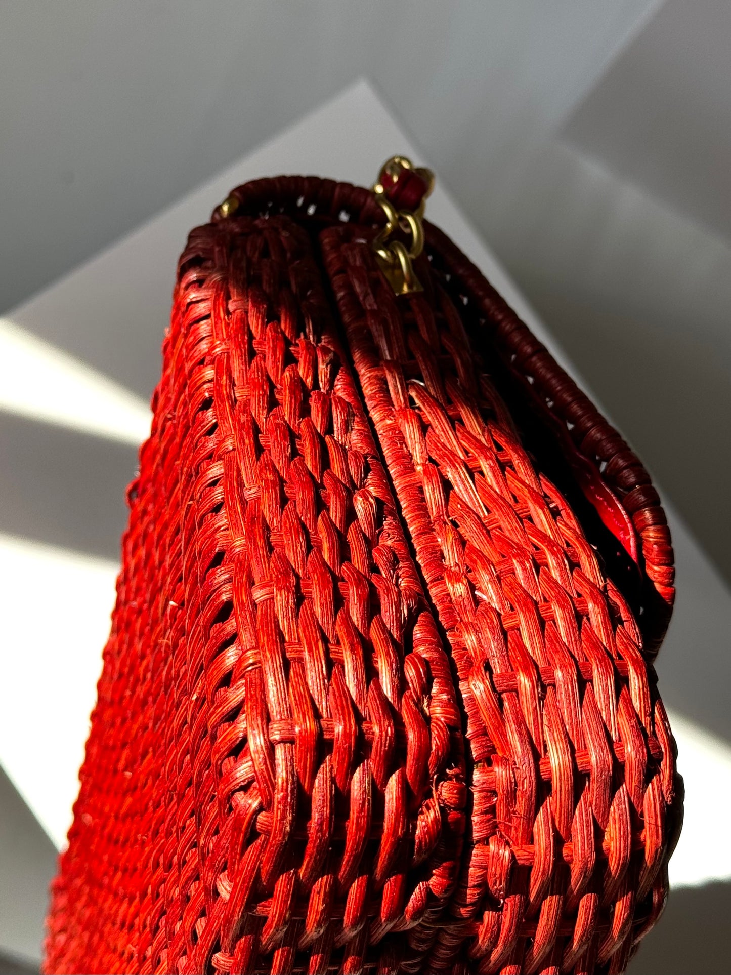 Chanel 2001 Red Wicker Shoulder Bag