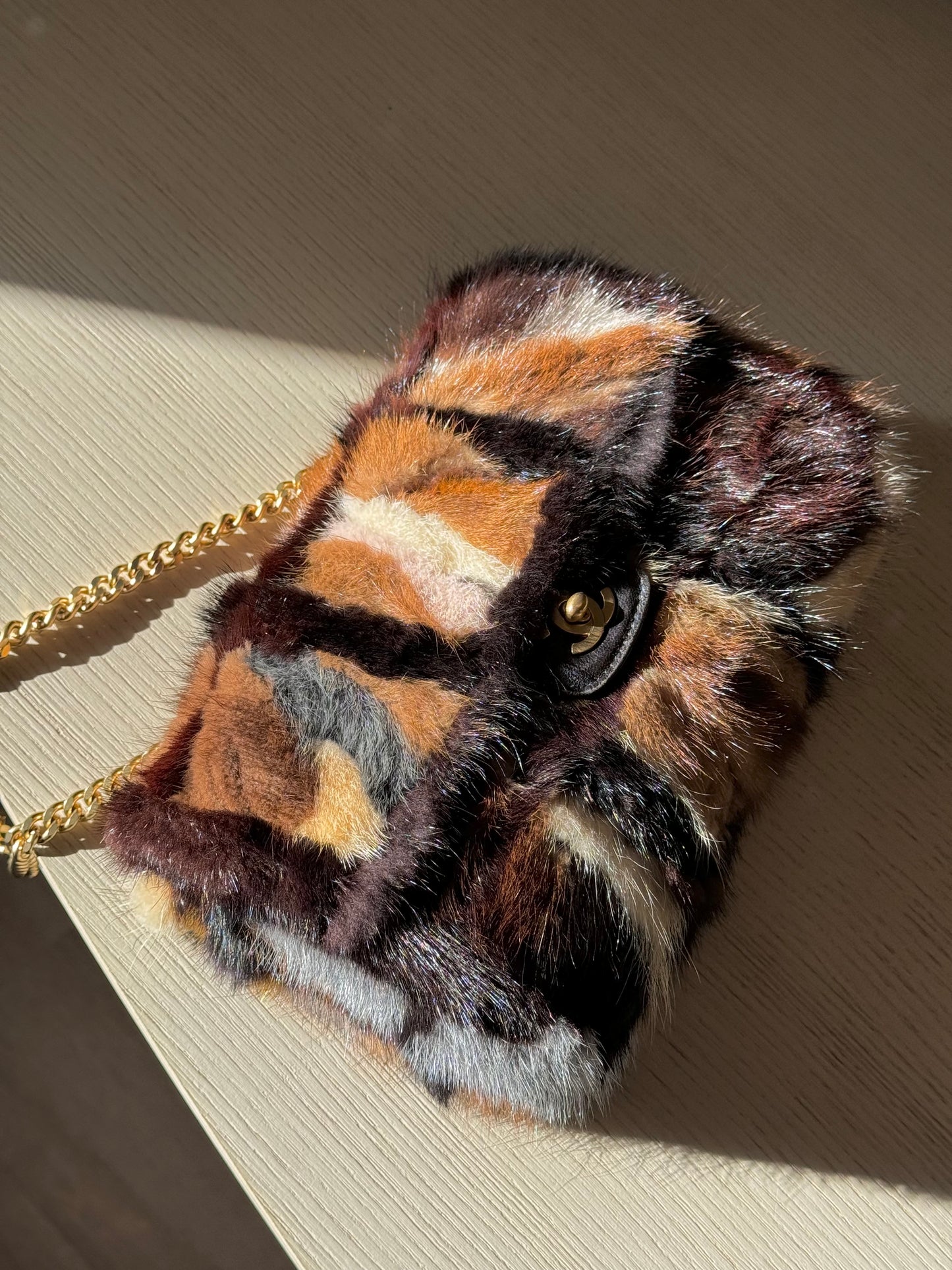 Chanel Multicolor Medium Mink Fur Single Flap Bag