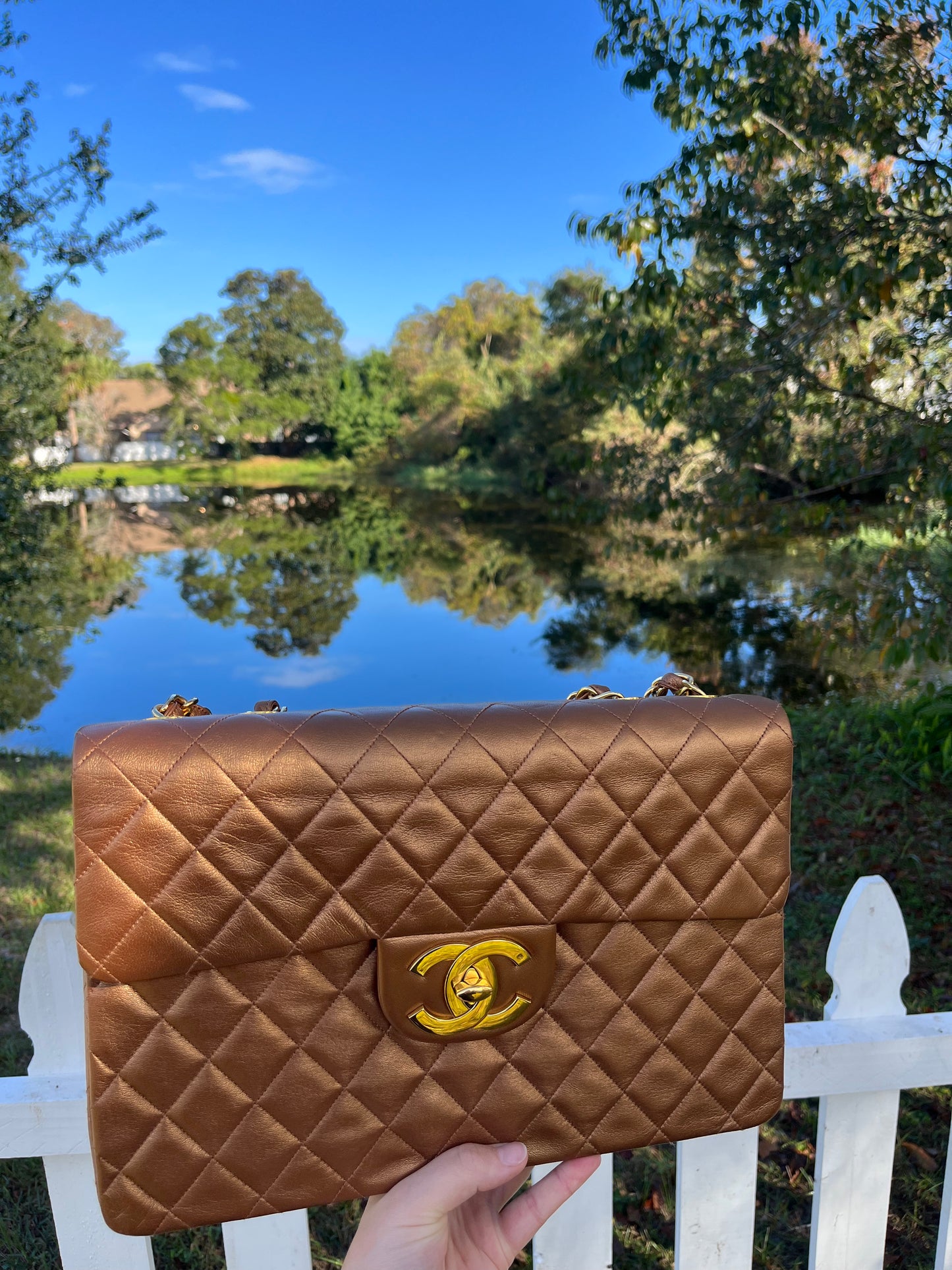 Chanel 1991 Bronze Maxi Lambskin Flap Bag