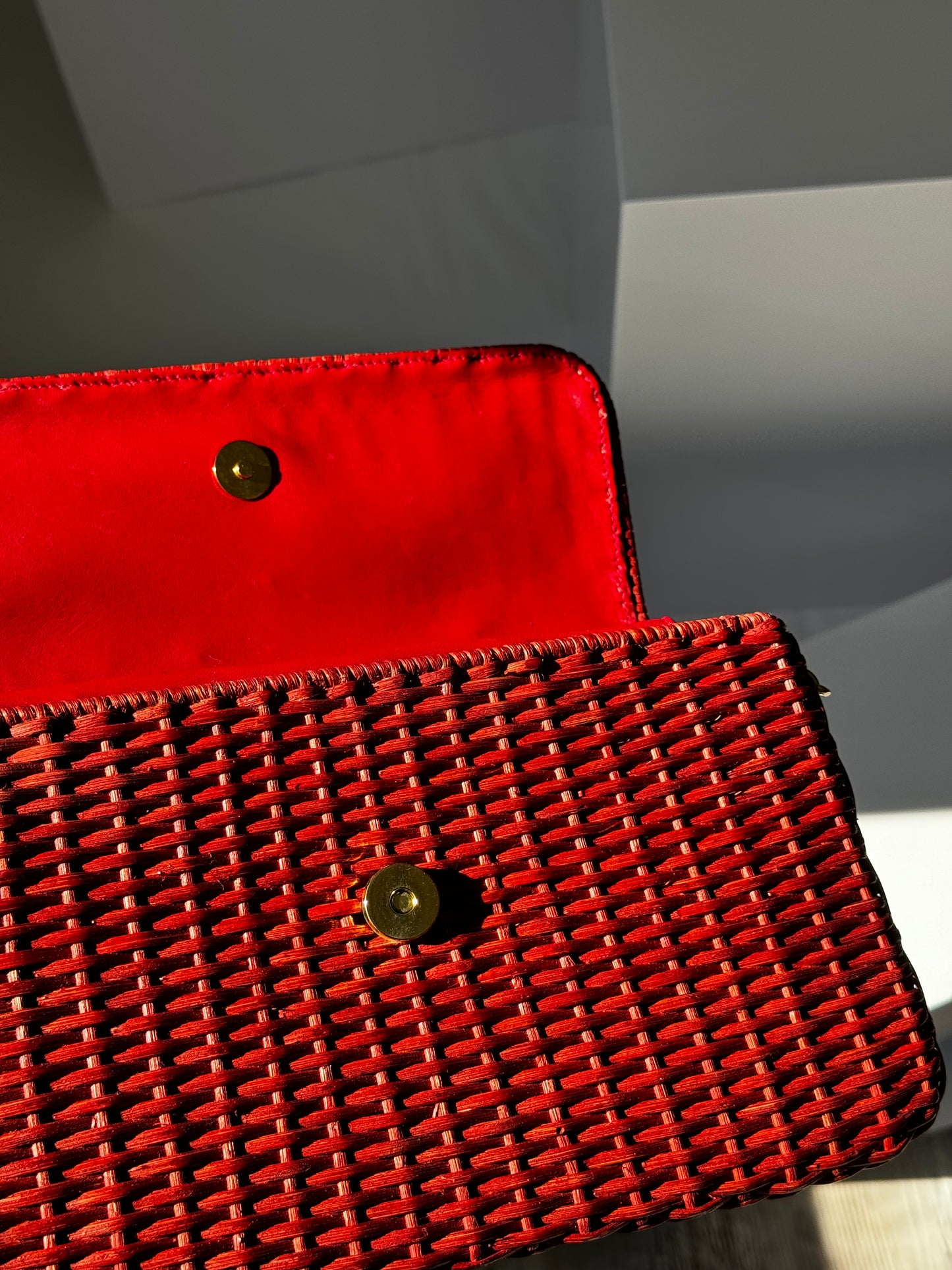 Chanel 2001 Red Wicker Shoulder Bag