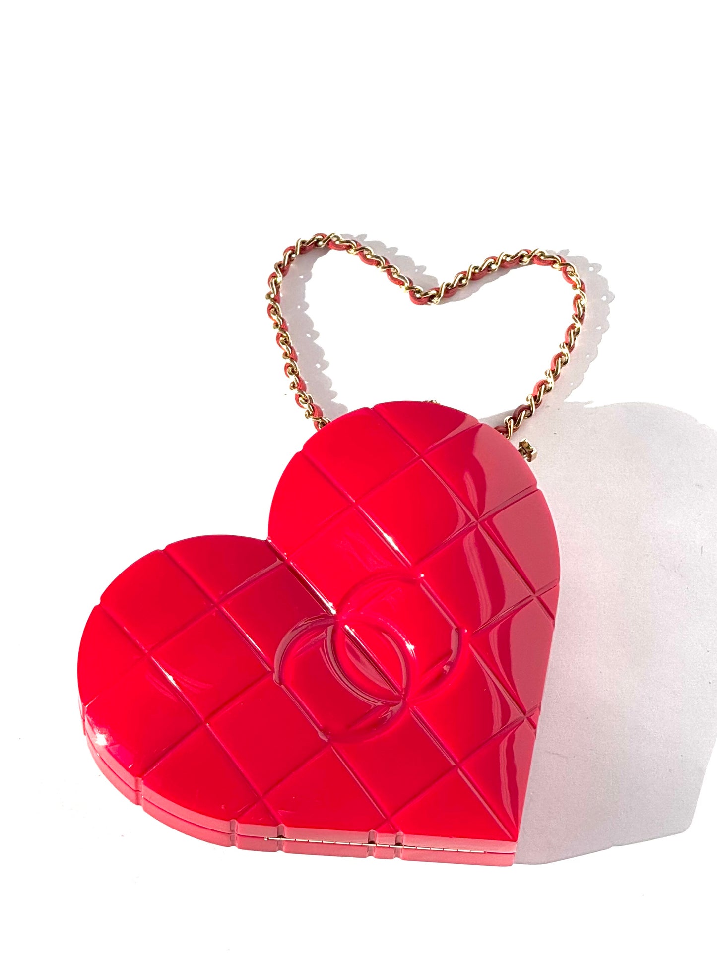 Chanel 2002 Red Lucite Heart Clutch