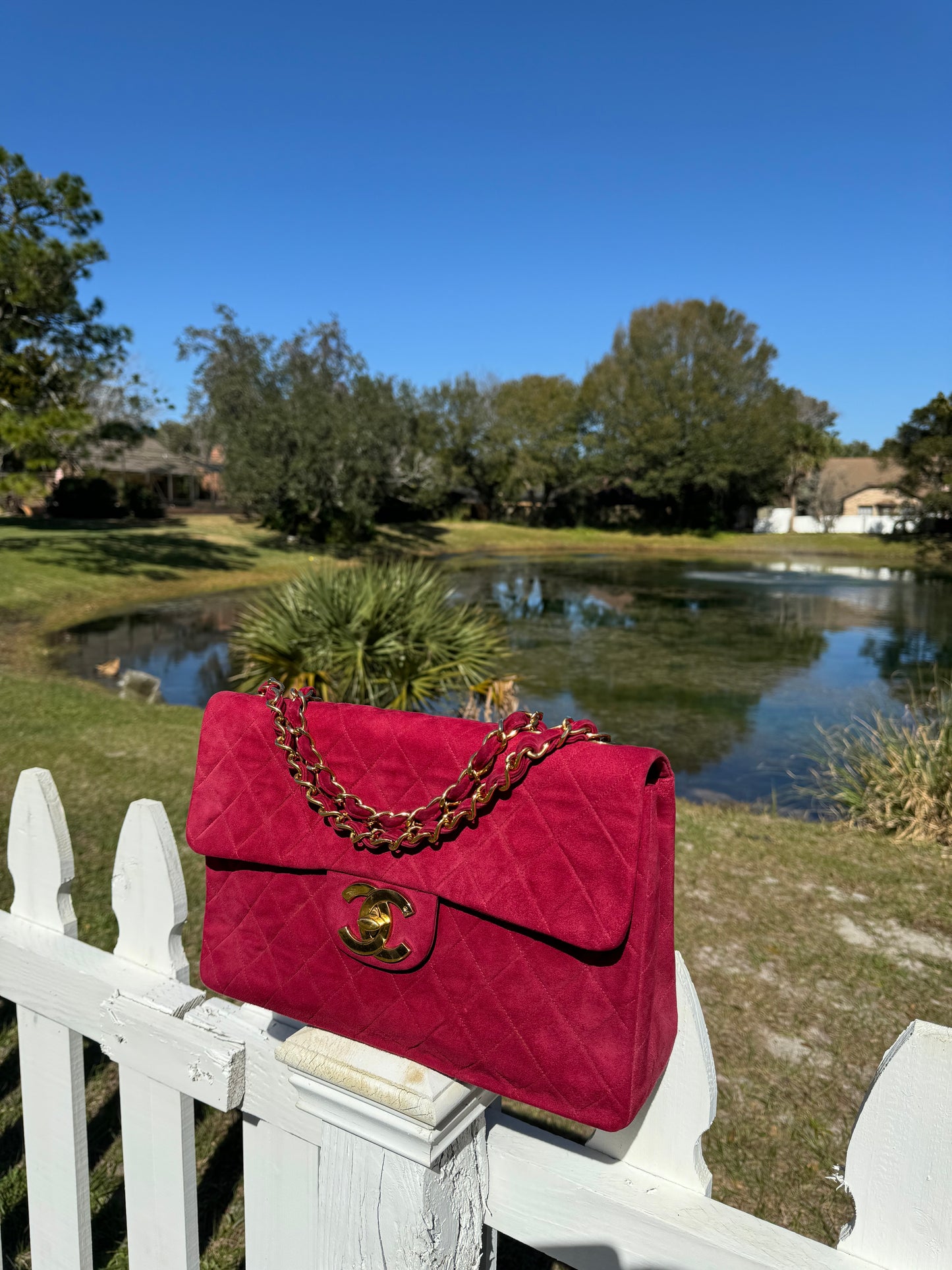 Chanel Mulberry Suede Maxi Flap Bag