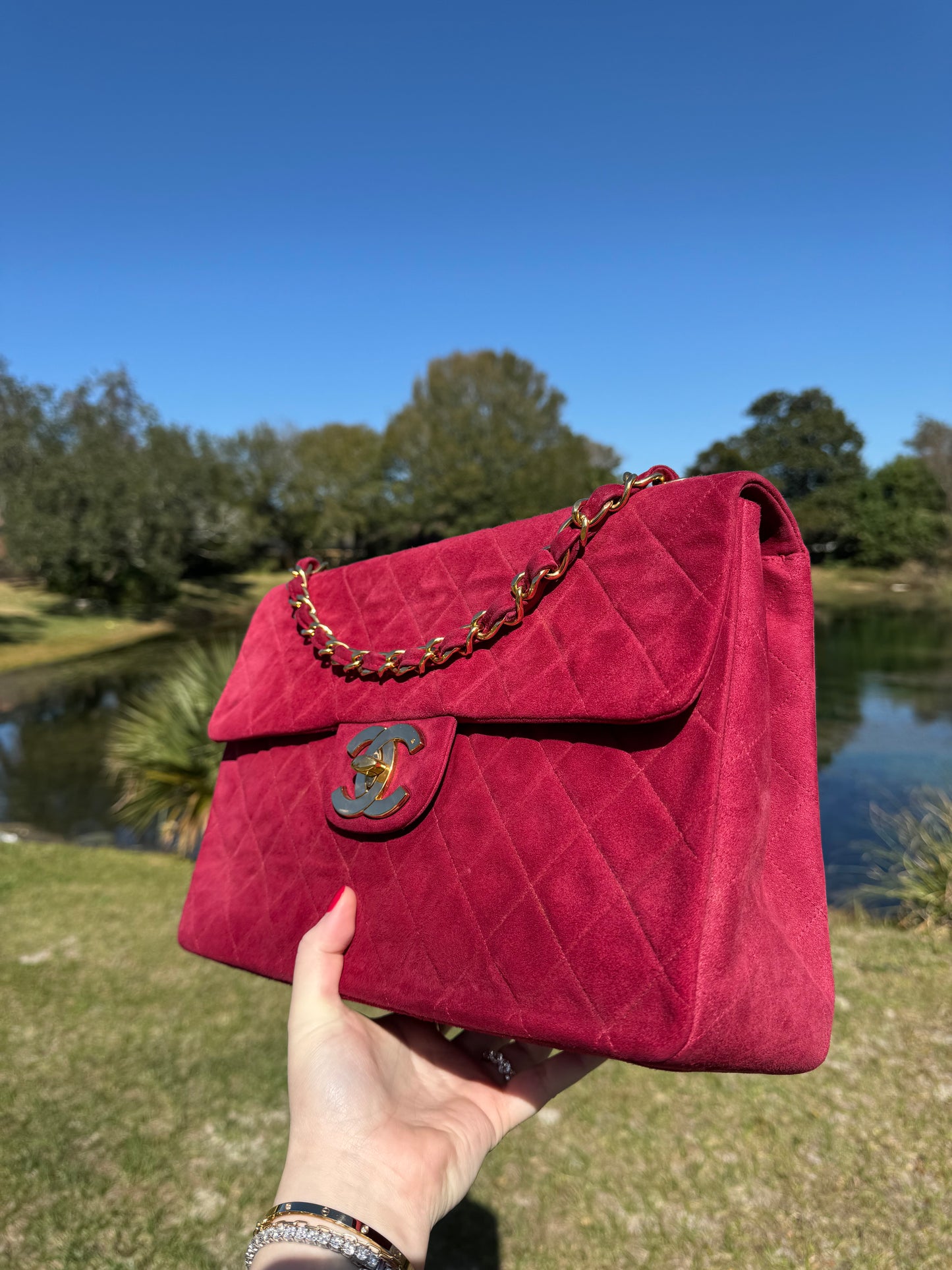 Chanel Mulberry Suede Maxi Flap Bag