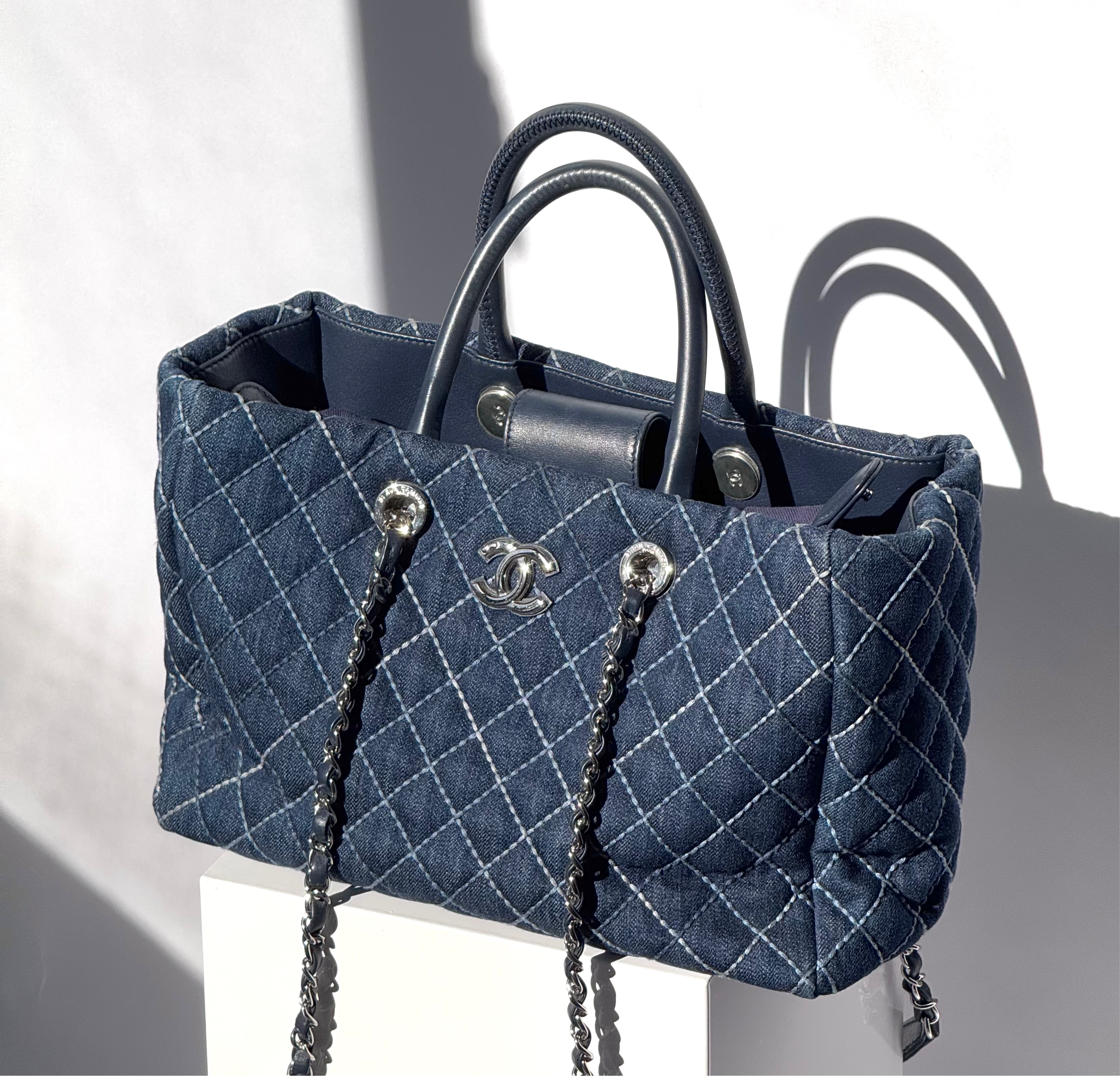 Chanel Large Denim 2 Way Coco Handle Tote – Its A Luv Story