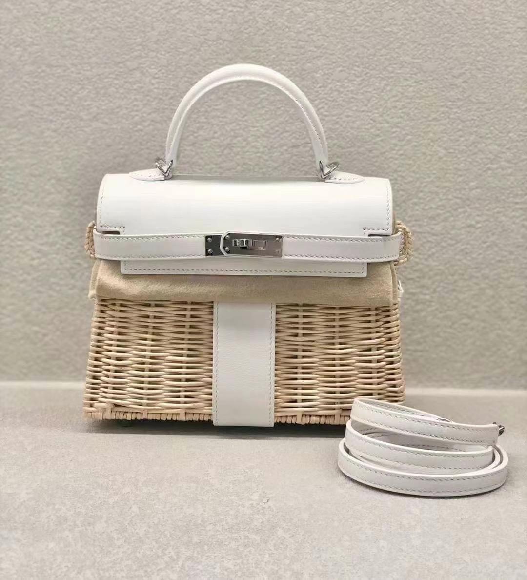 Hermes New White Mini Kelly Picnic