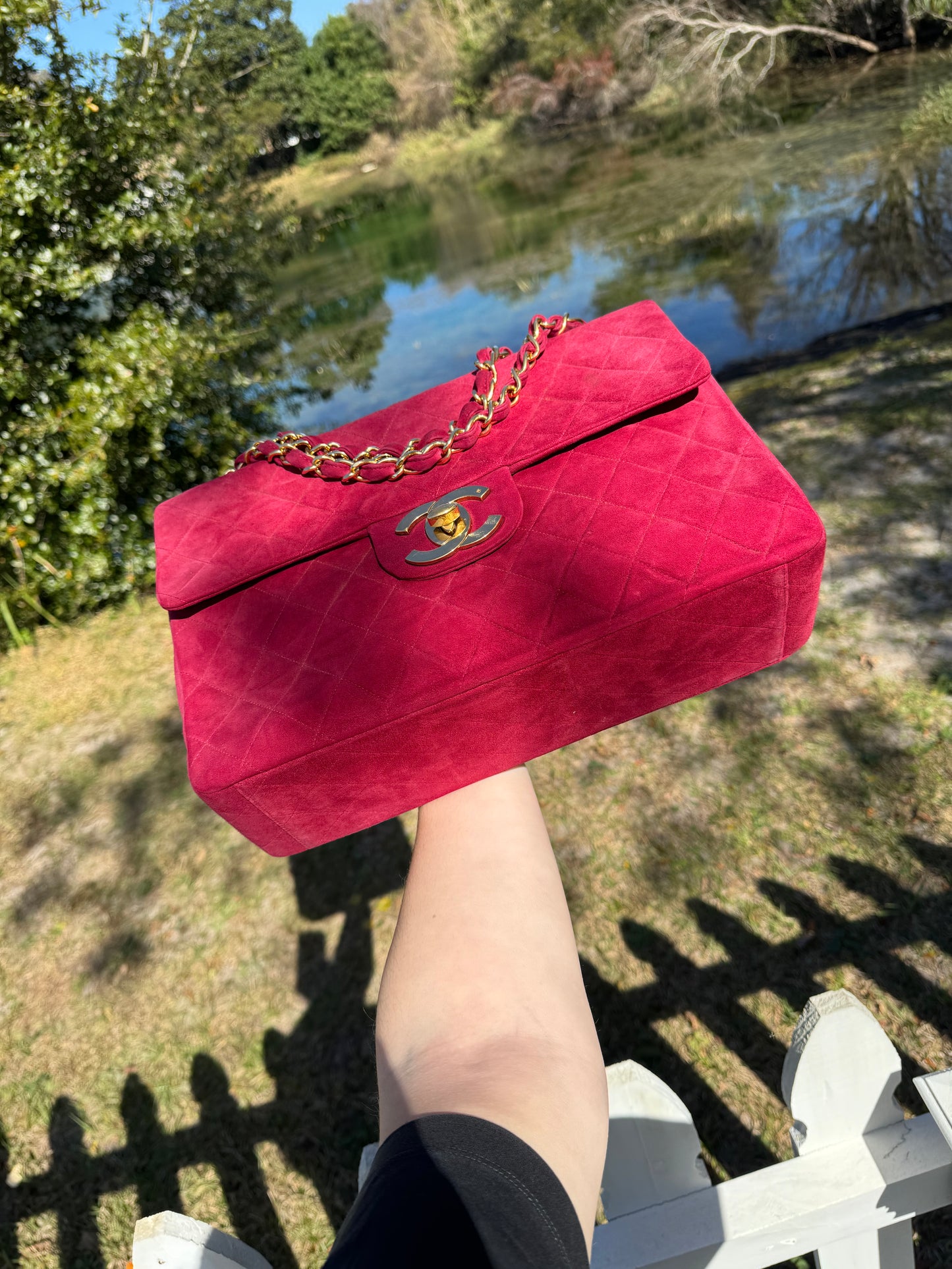 Chanel Mulberry Suede Maxi Flap Bag
