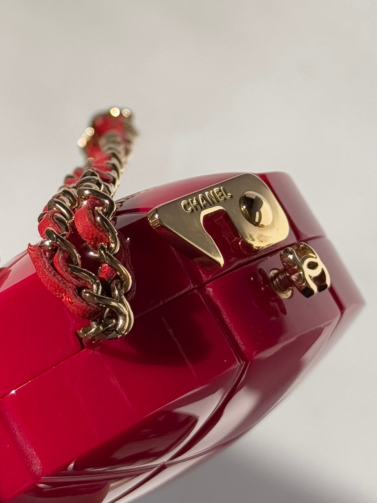 Chanel 2002 Red Lucite Heart Clutch