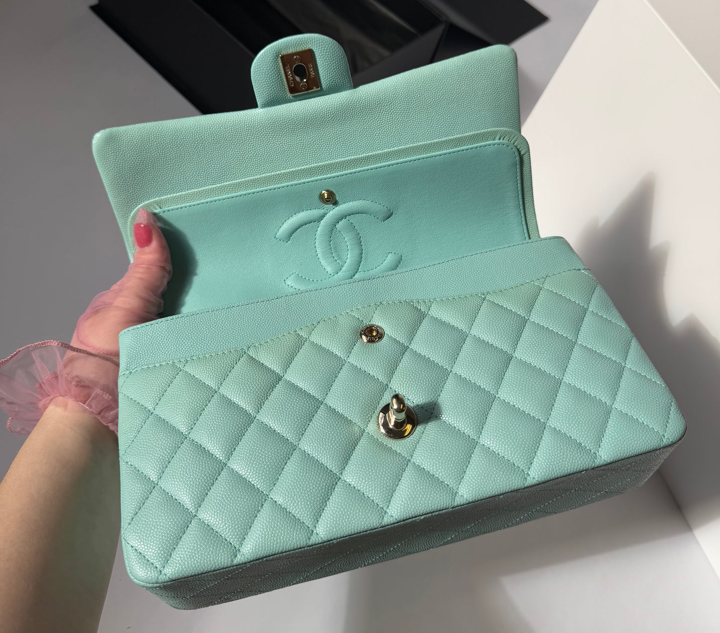 Chanel 19C Tiffany Medium Caviar Double Flap Bag