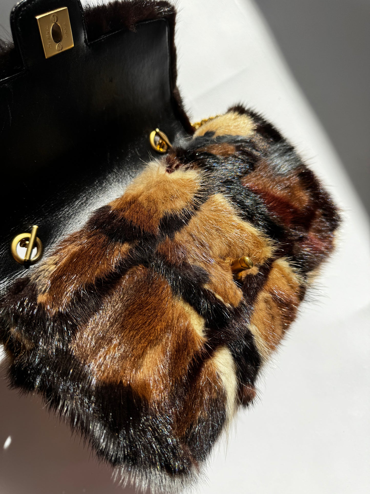 Chanel Multicolor Medium Mink Fur Single Flap Bag