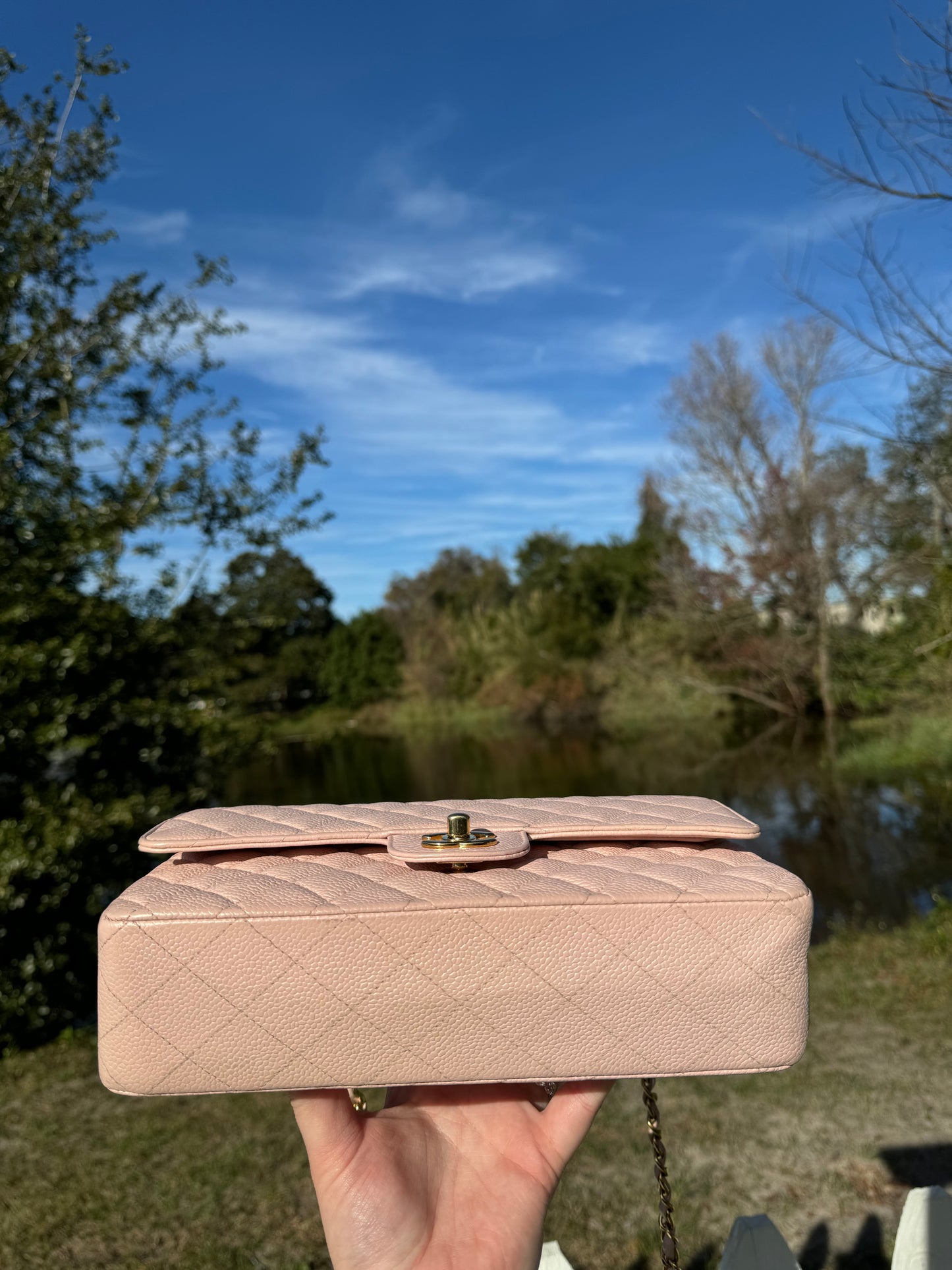 Chanel Light Pink Medium Vintage Caviar Classic Flap