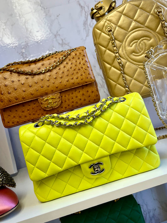 Chanel 21S Yellow Neon Lambskin Medium Flap Bag