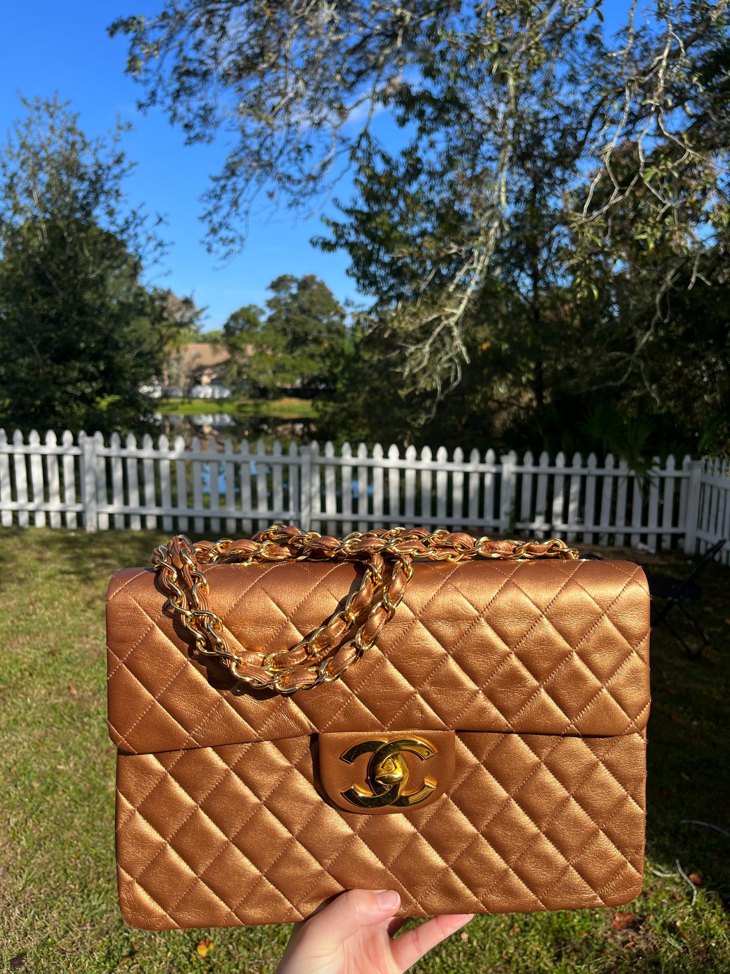 Chanel 1991 Bronze Maxi Lambskin Flap Bag