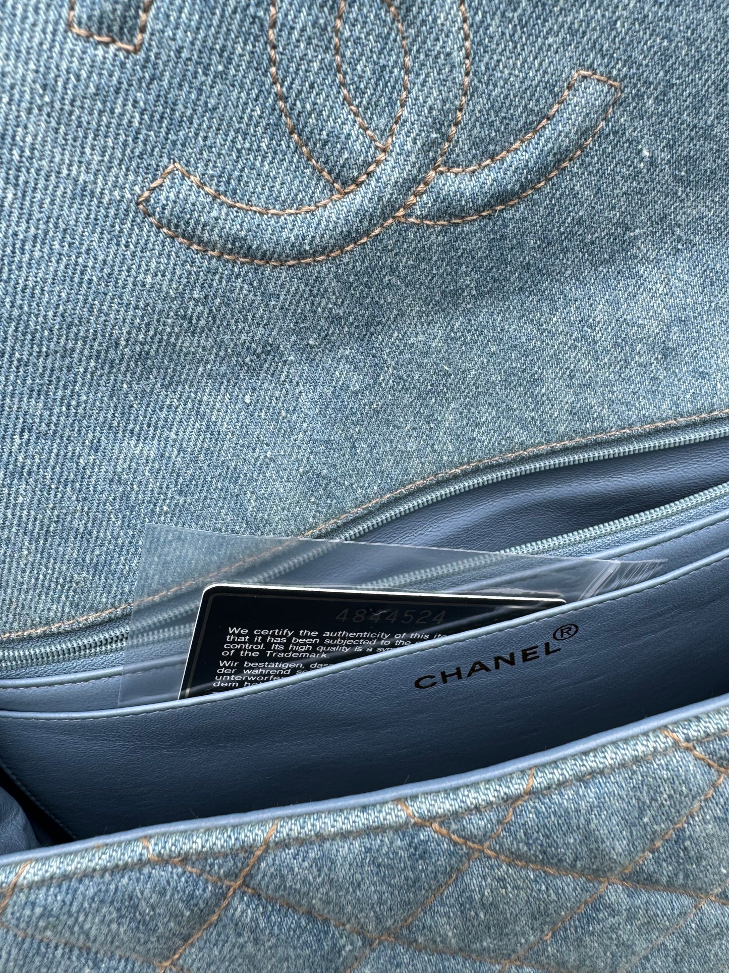 Chanel 1990s Vintage Denim Tortoise Flap Bag