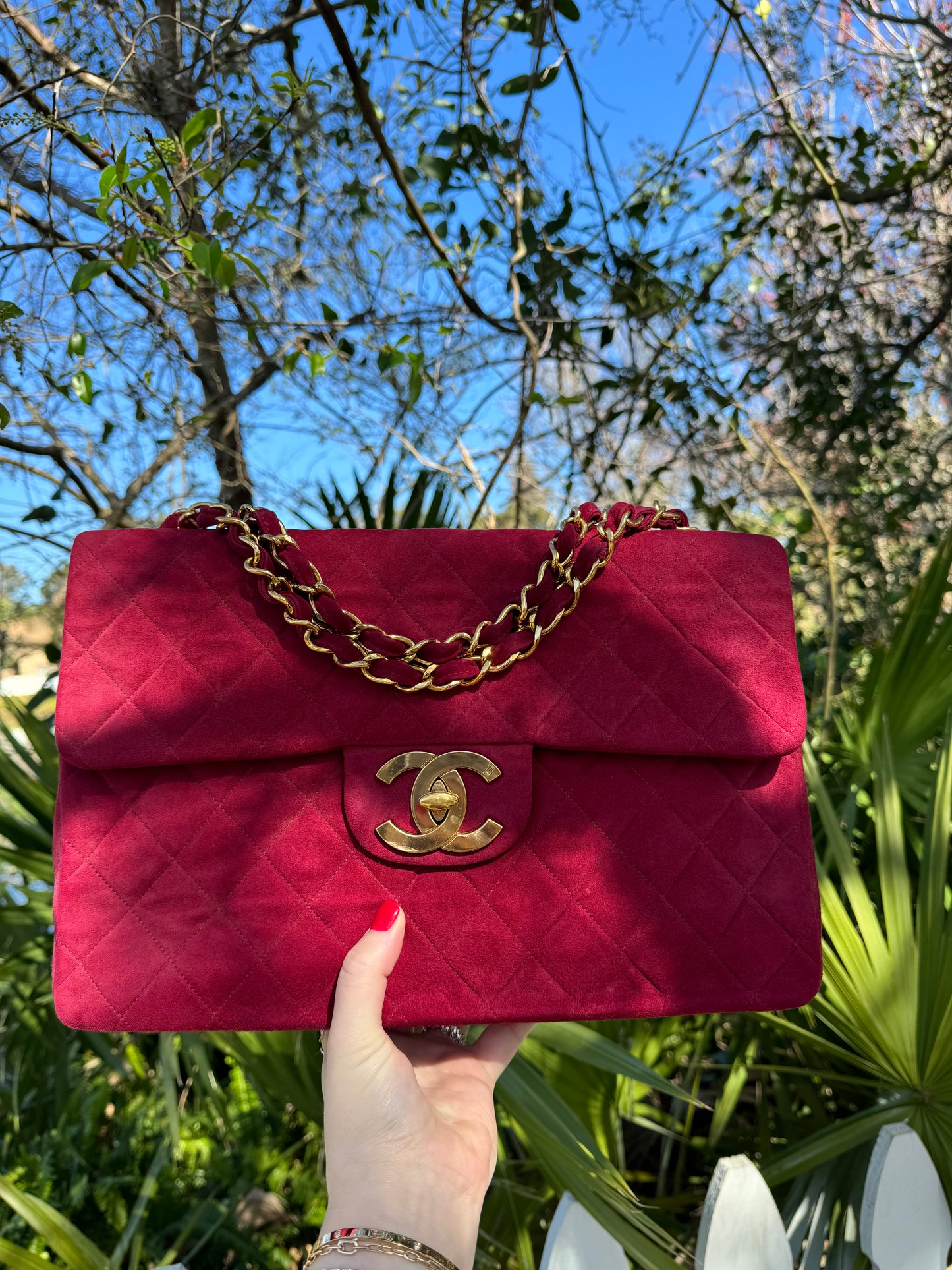 Chanel Mulberry Suede Maxi Flap Bag