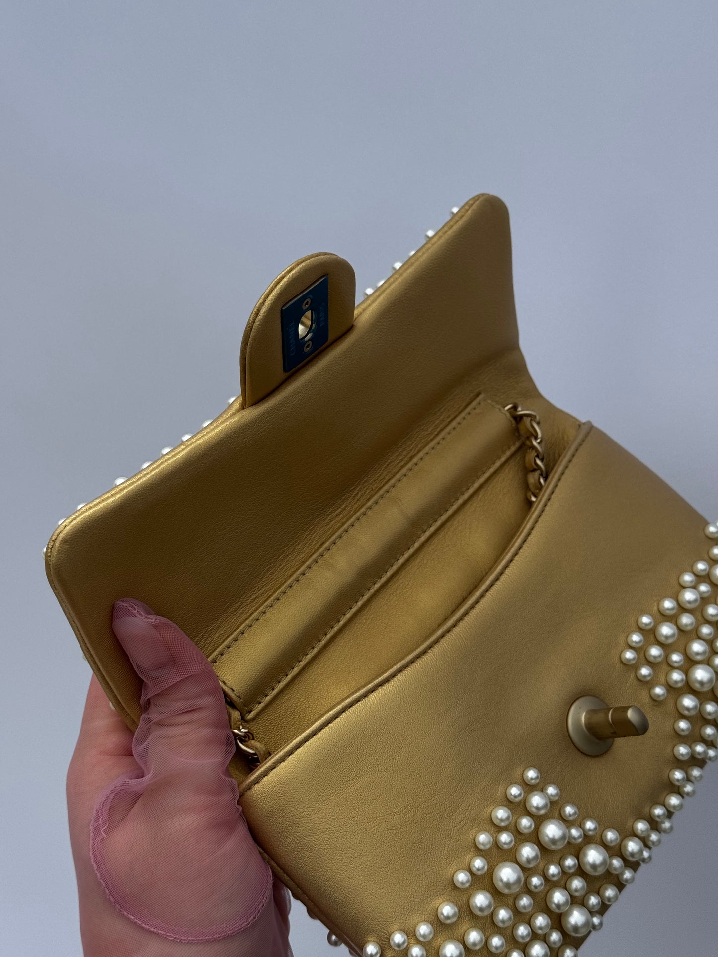 Chanel Paris Dubai Gold Metallic Pearly WOC