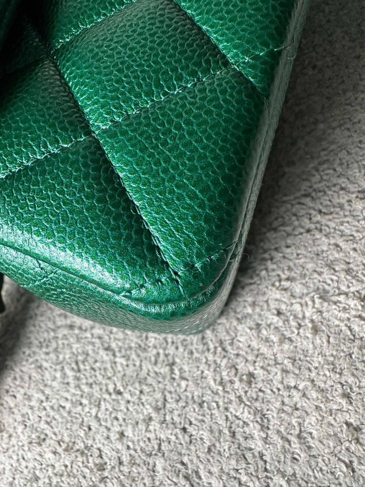 Chanel 18S Emerald Green Caviar Jumbo Flap Bag