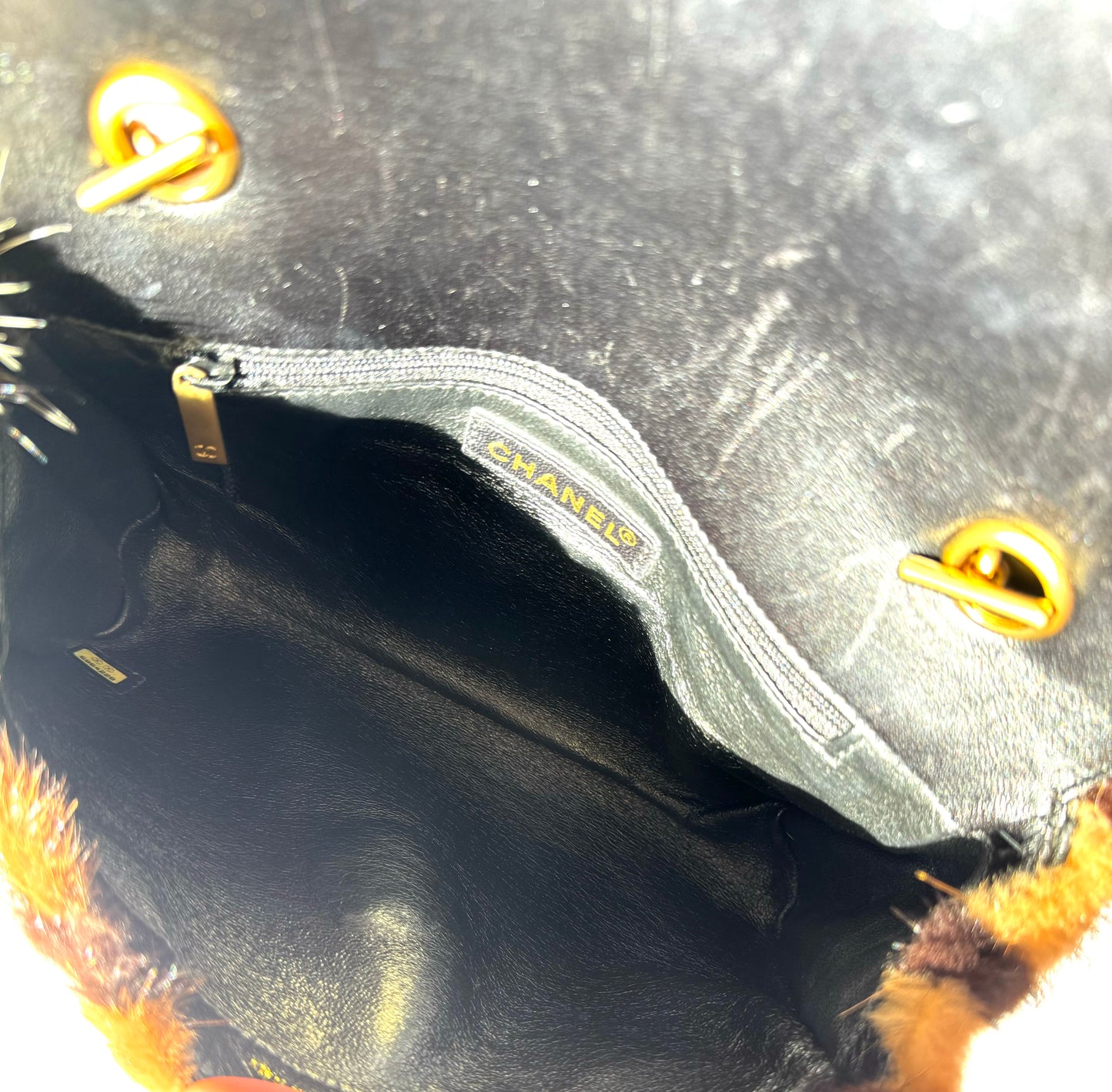 Chanel Multicolor Medium Mink Fur Single Flap Bag