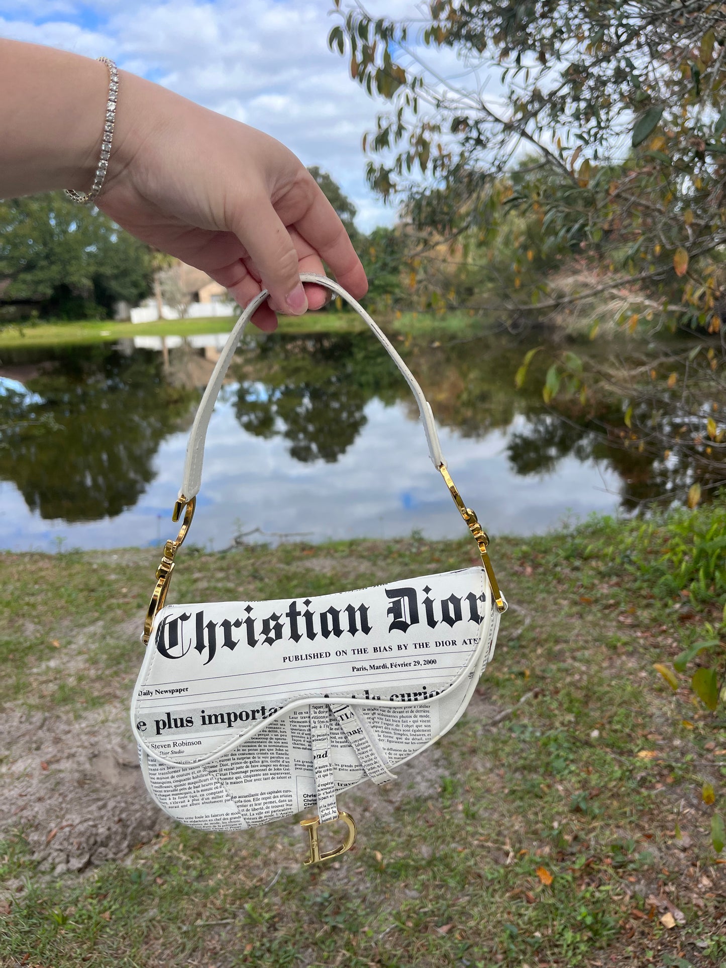 Christian Dior 2000 Newspaper Saddle Bag