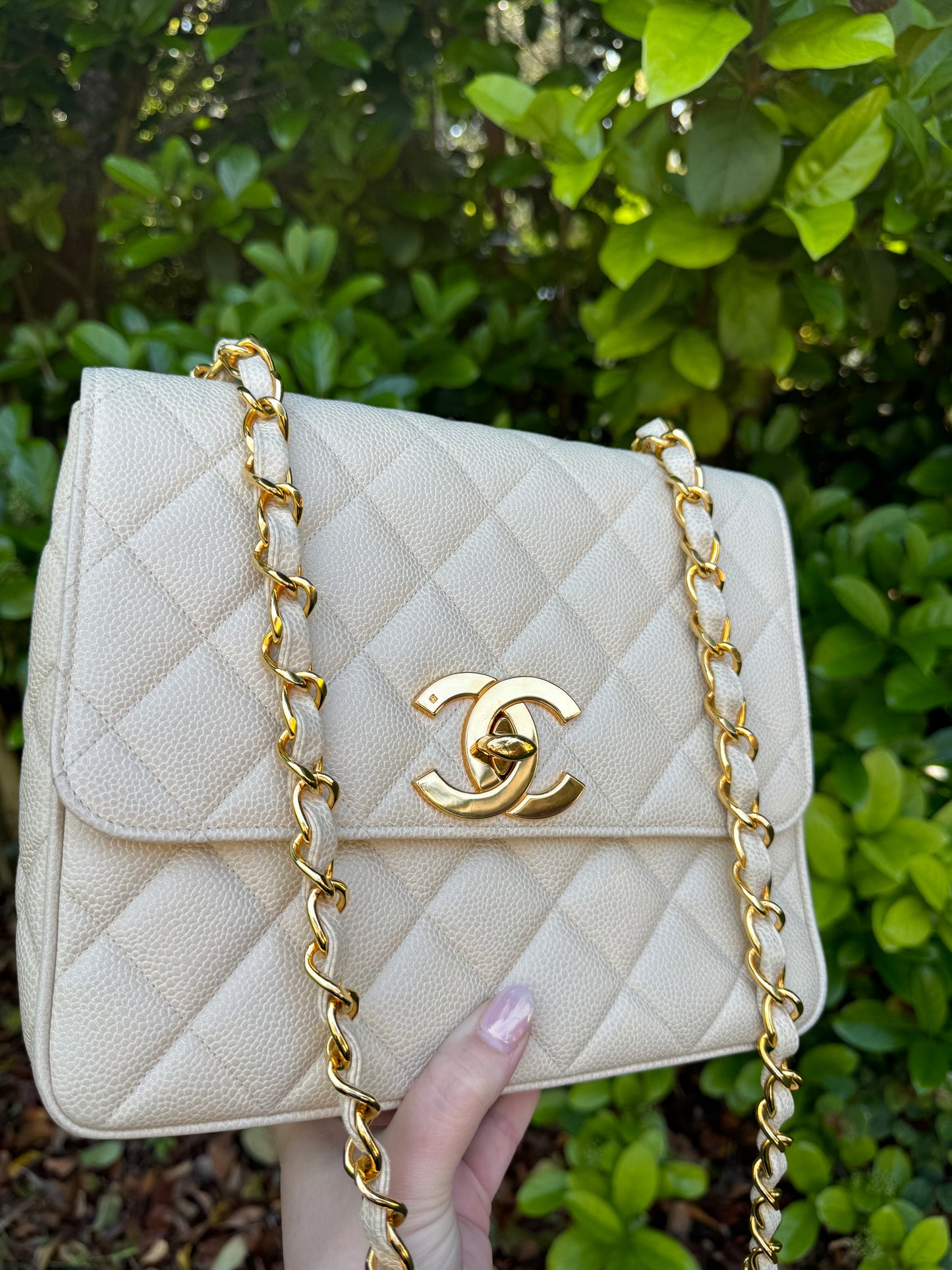 Chanel 1995 Large Diamond Quilted Caviar Flap