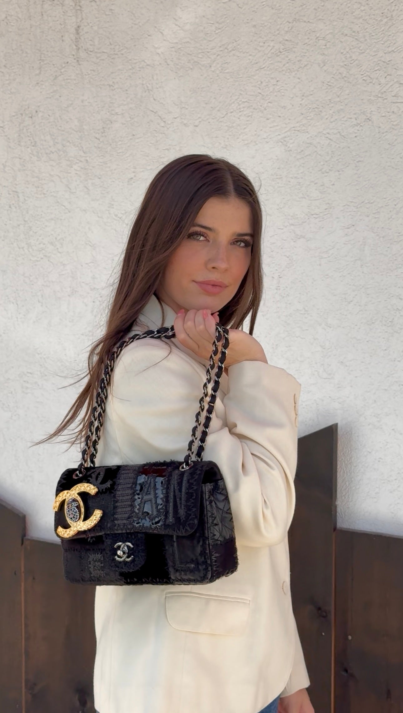 Chanel Black Patchwork Medium Single Flap Bag