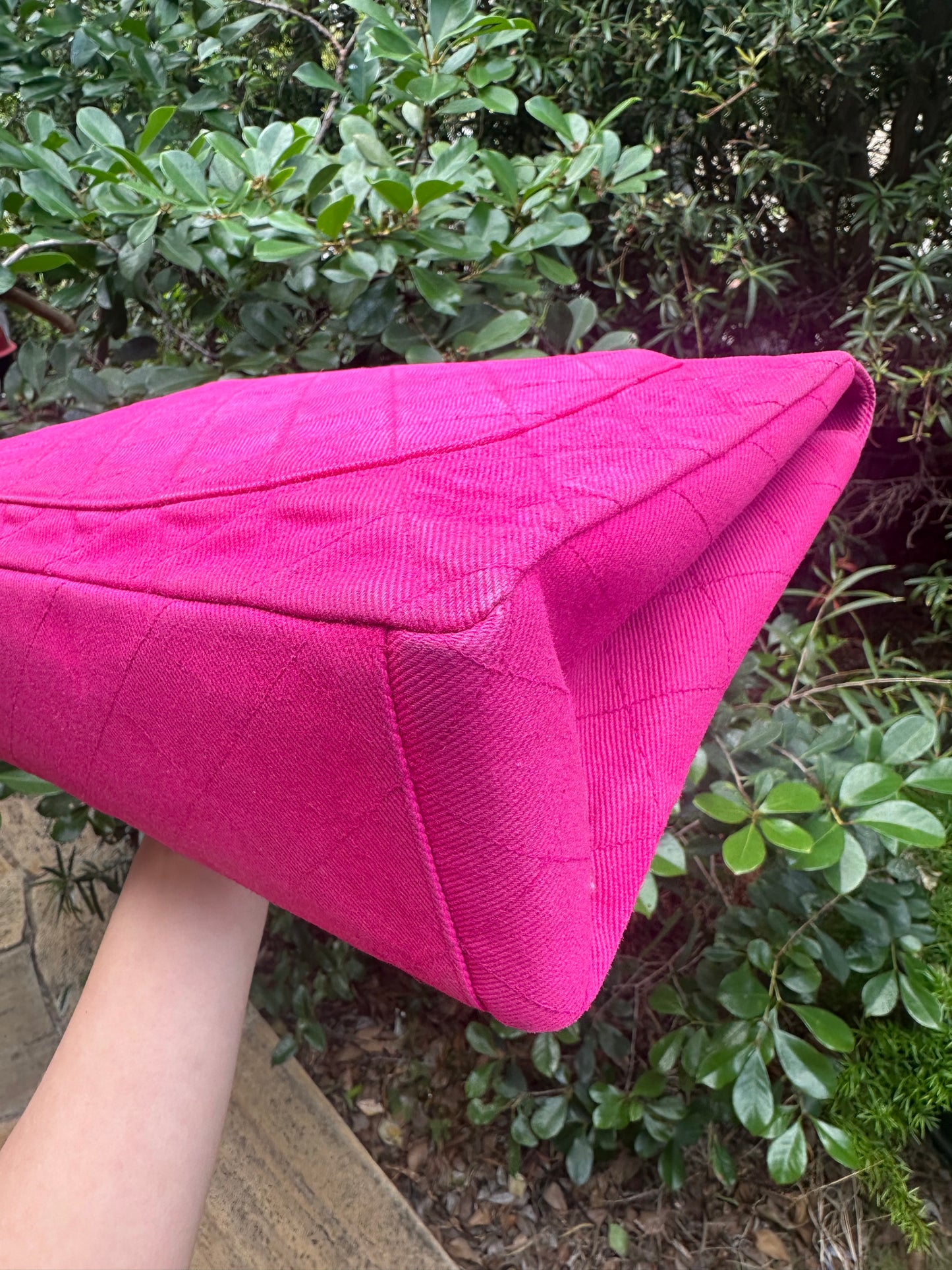 Chanel 1990 RARE Hot Pink Denim Maxi Flap Bag
