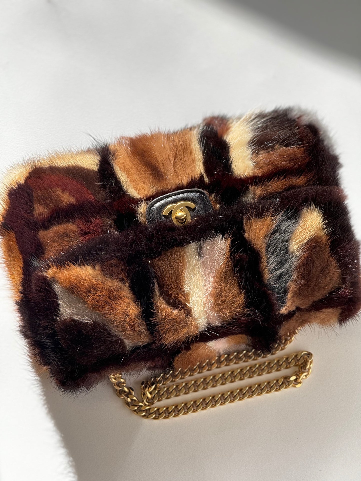 Chanel Multicolor Medium Mink Fur Single Flap Bag