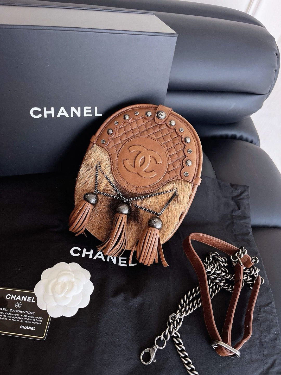 Chanel 2013 Paris-Edinburgh Quilted Pony Hair Crossbody Bag