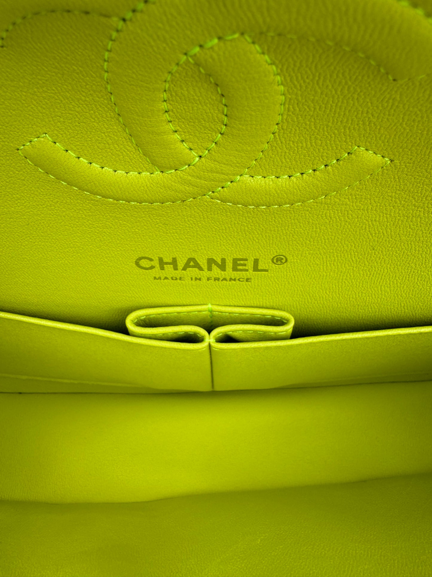 Chanel 21S Yellow Neon Lambskin Medium Flap Bag