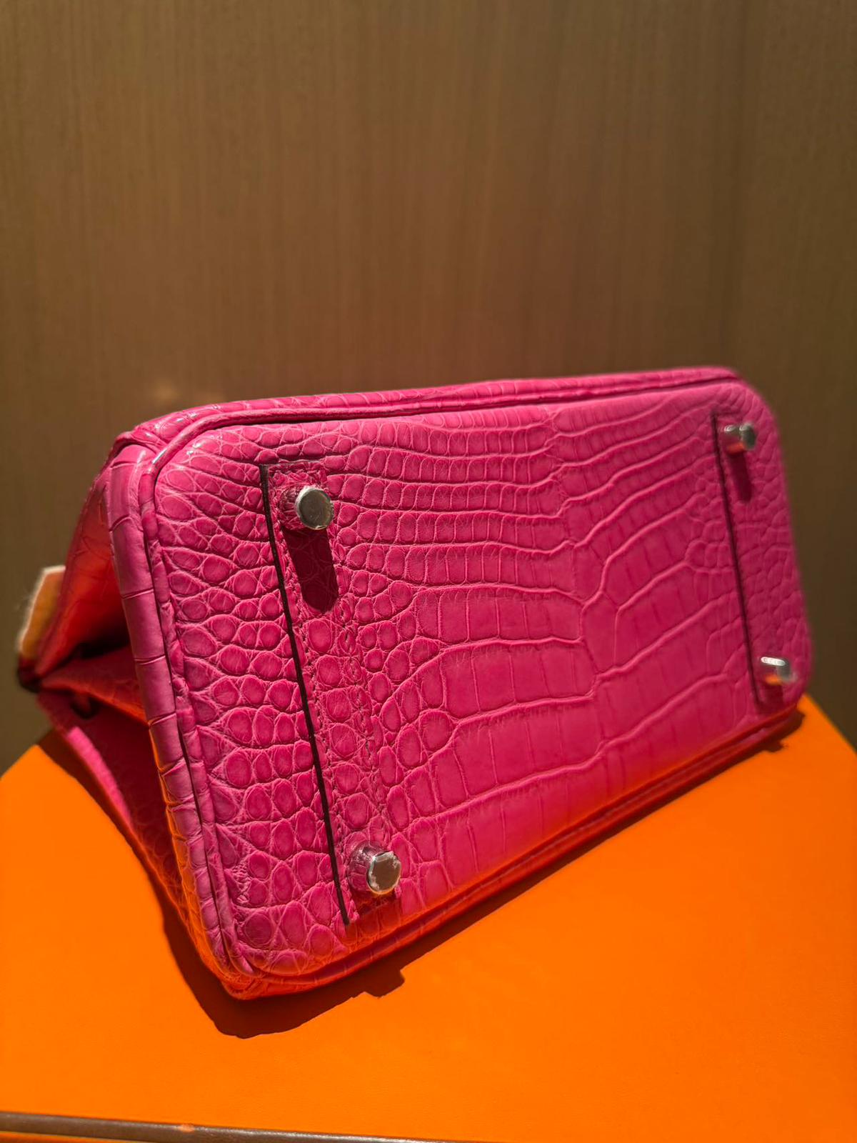 Hermes Rose Shocking Matte Alligator Birkin 25
