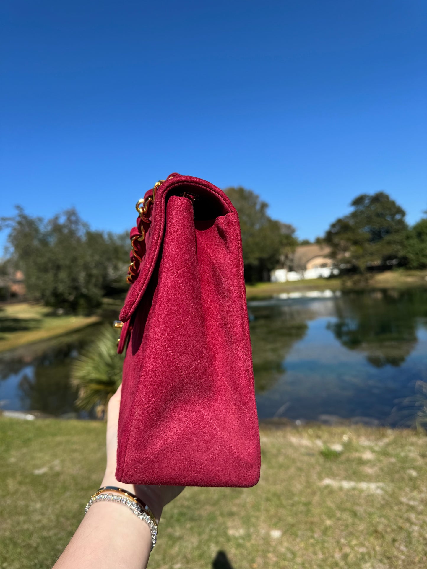 Chanel Mulberry Suede Maxi Flap Bag
