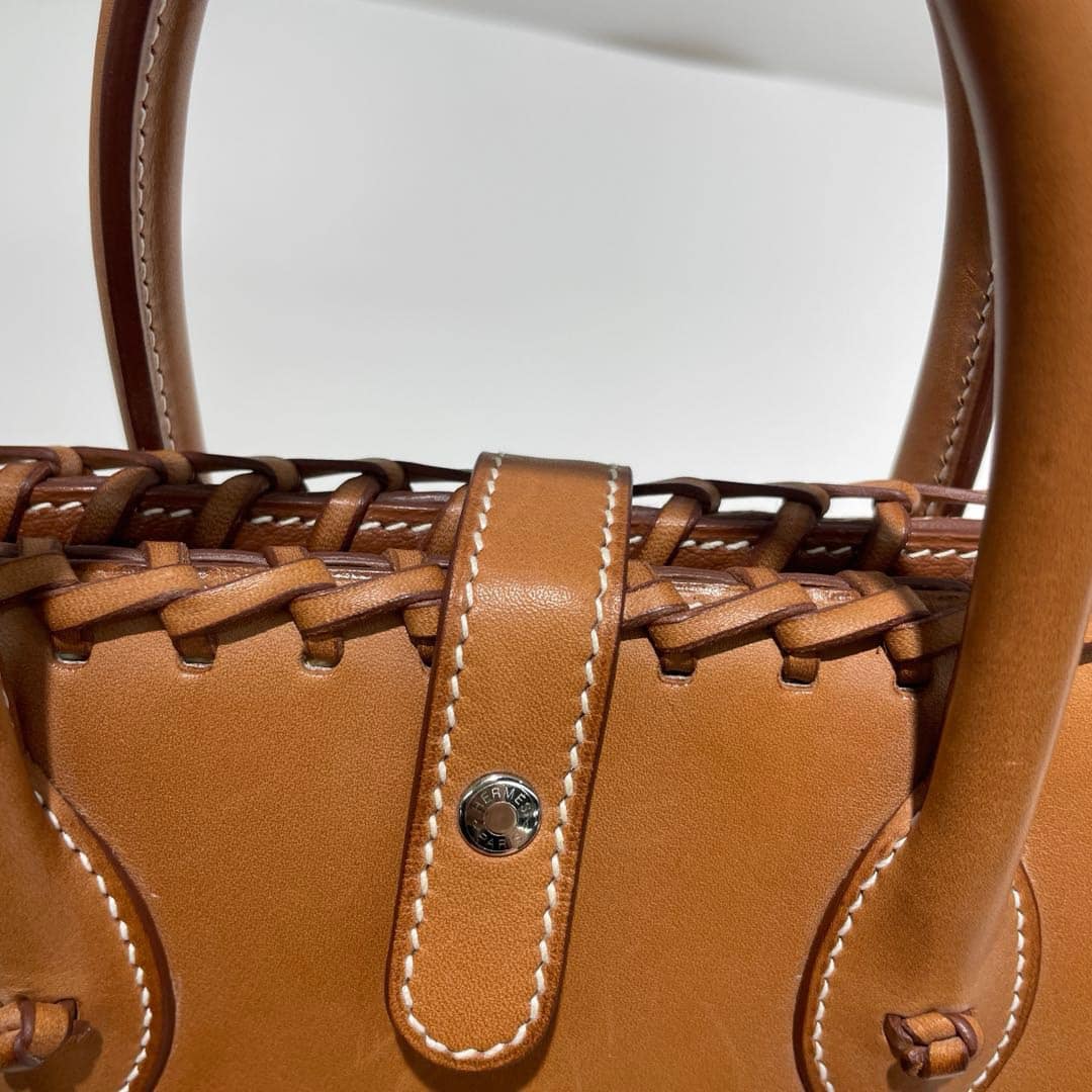 Hermes 2016 Picnic Bolide 25 Fauve Barenia & Osier Wicker Bag