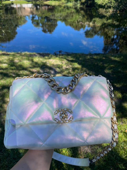 Chanel Pearl Iridescent Large 19 Flap Bag