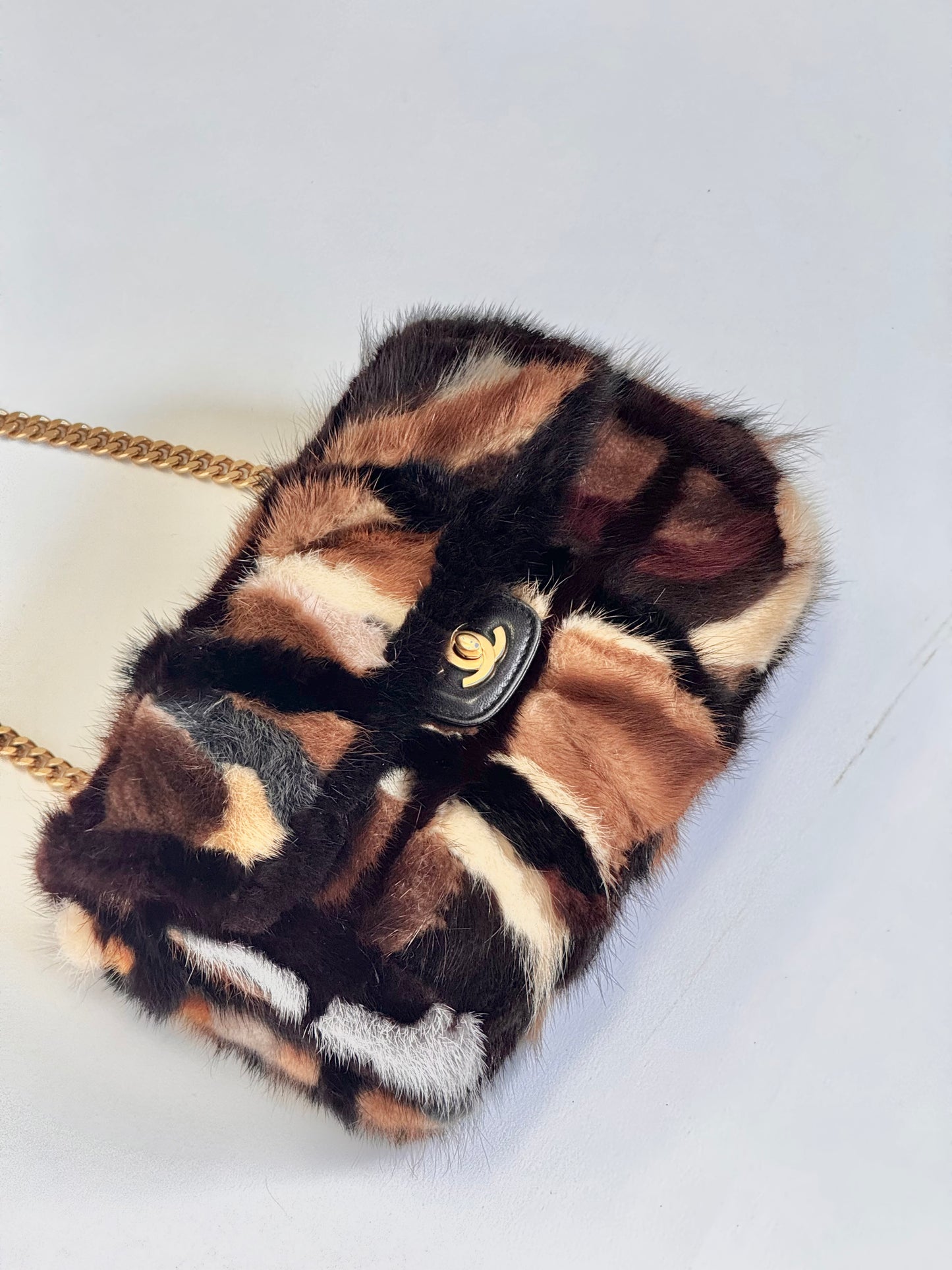 Chanel Multicolor Medium Mink Fur Single Flap Bag