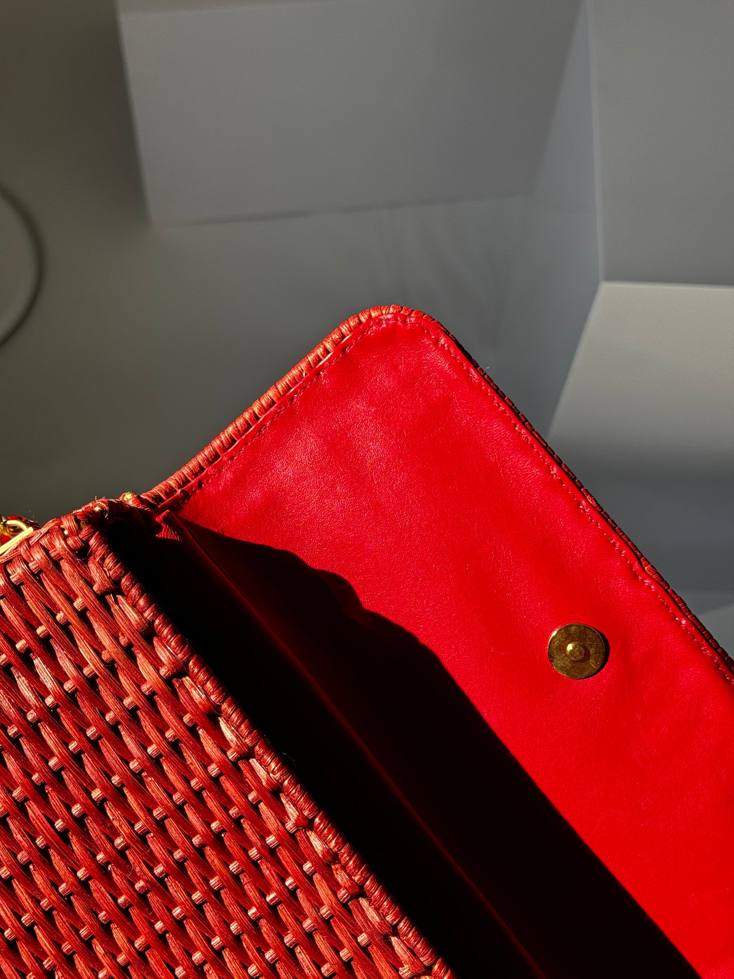 Chanel 2001 Red Wicker Shoulder Bag