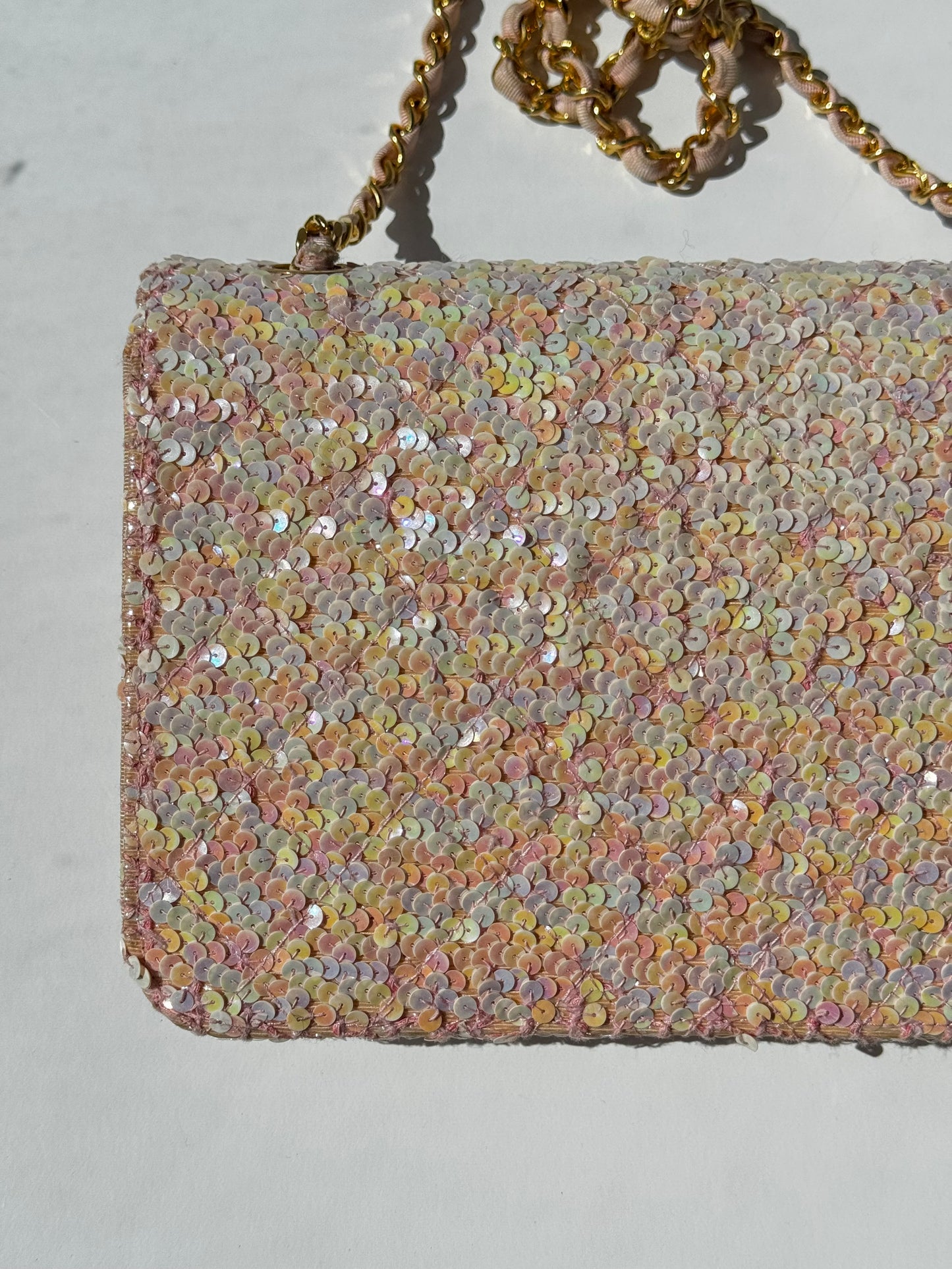 Chanel 1992 Medium Pink Sequin Flap Bag