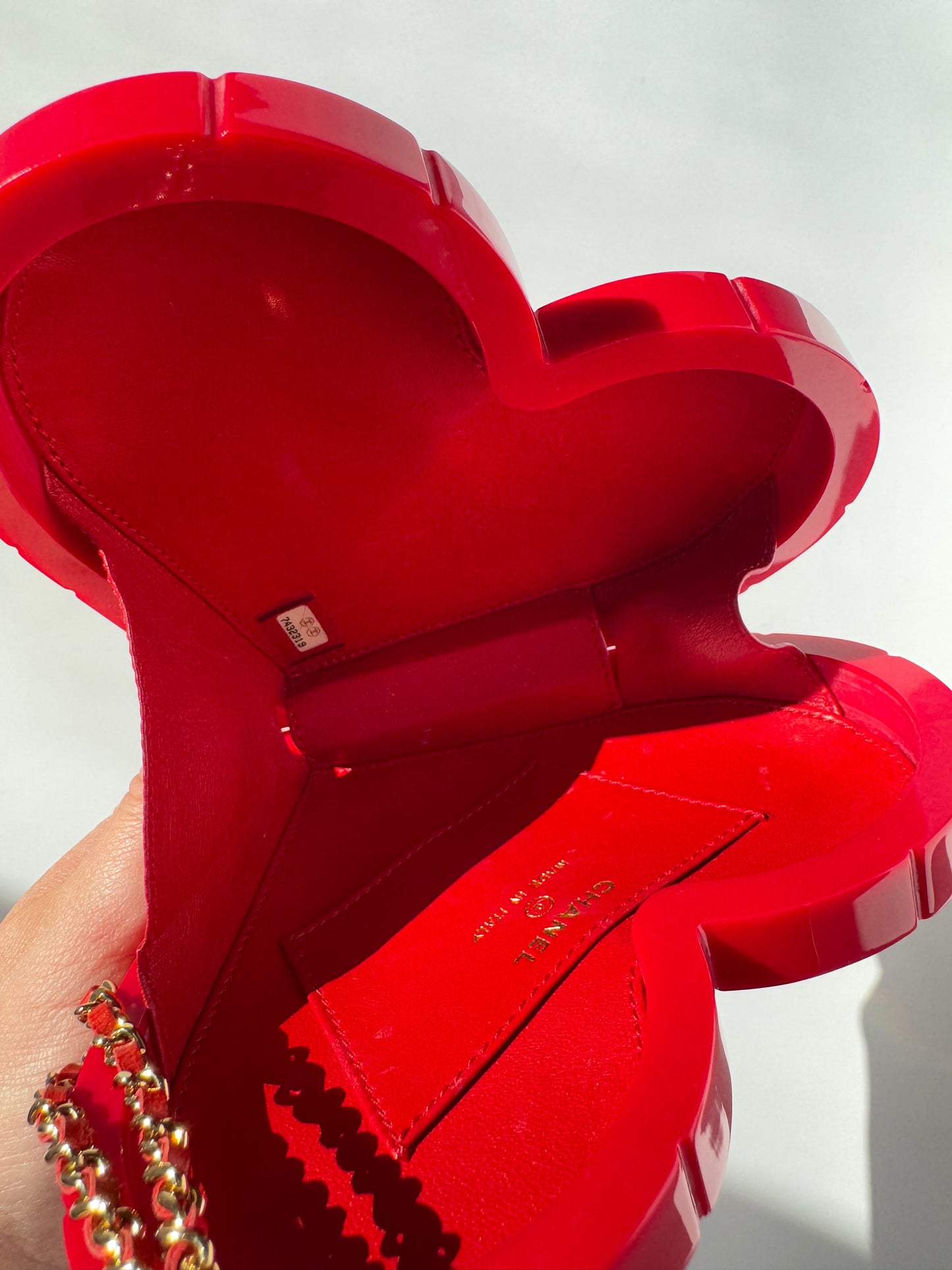 Chanel 2002 Red Lucite Heart Clutch
