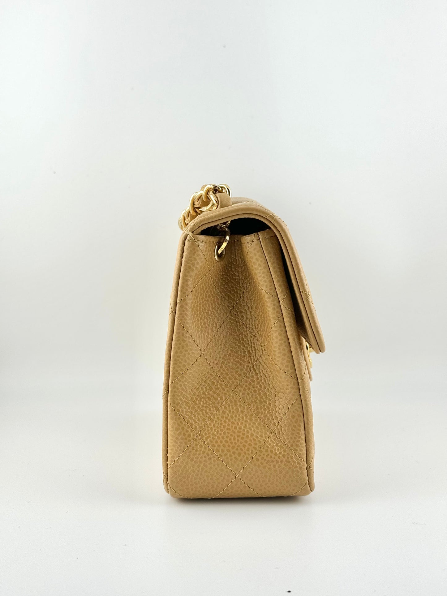 Chanel Dark Beige Vintage Mini Caviar Square Flap Bag