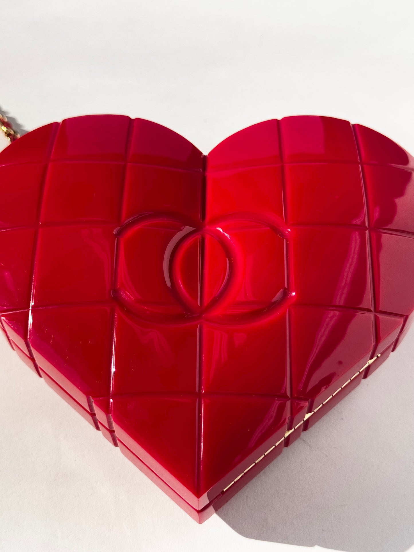 Chanel 2002 Red Lucite Heart Clutch