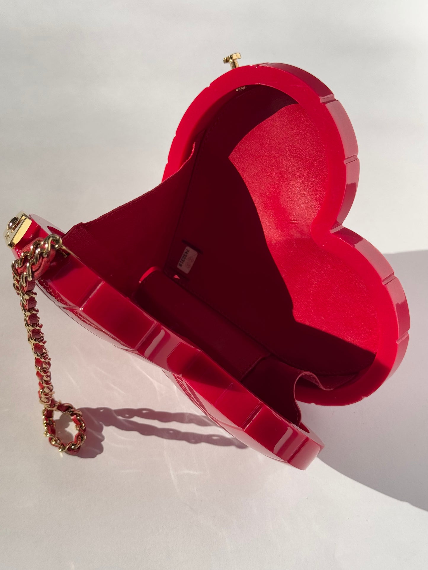 Chanel 2002 Red Lucite Heart Clutch