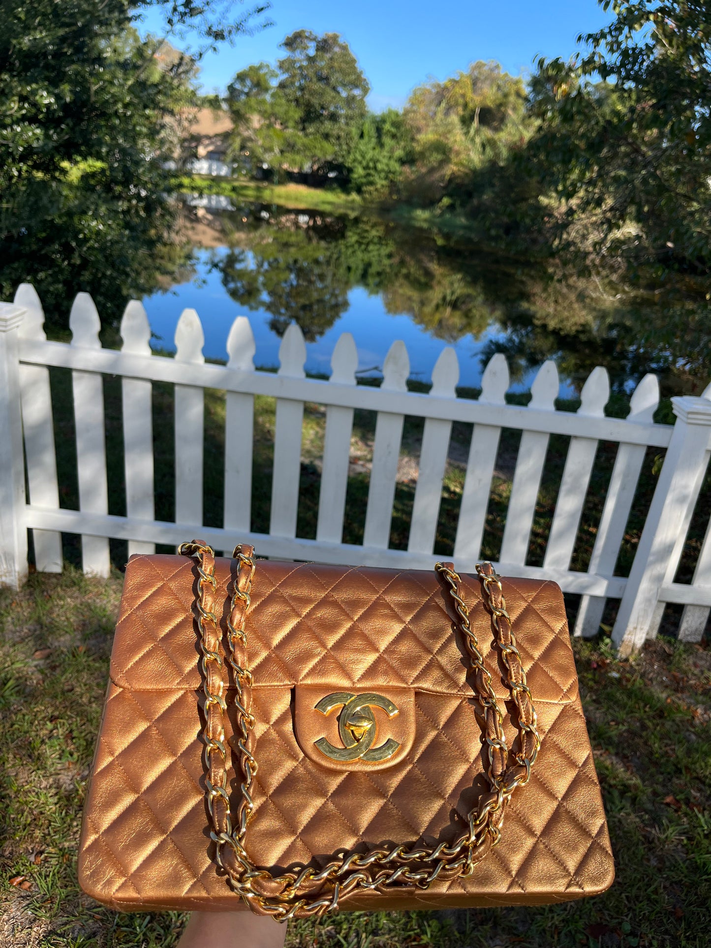 Chanel 1991 Bronze Maxi Lambskin Flap Bag